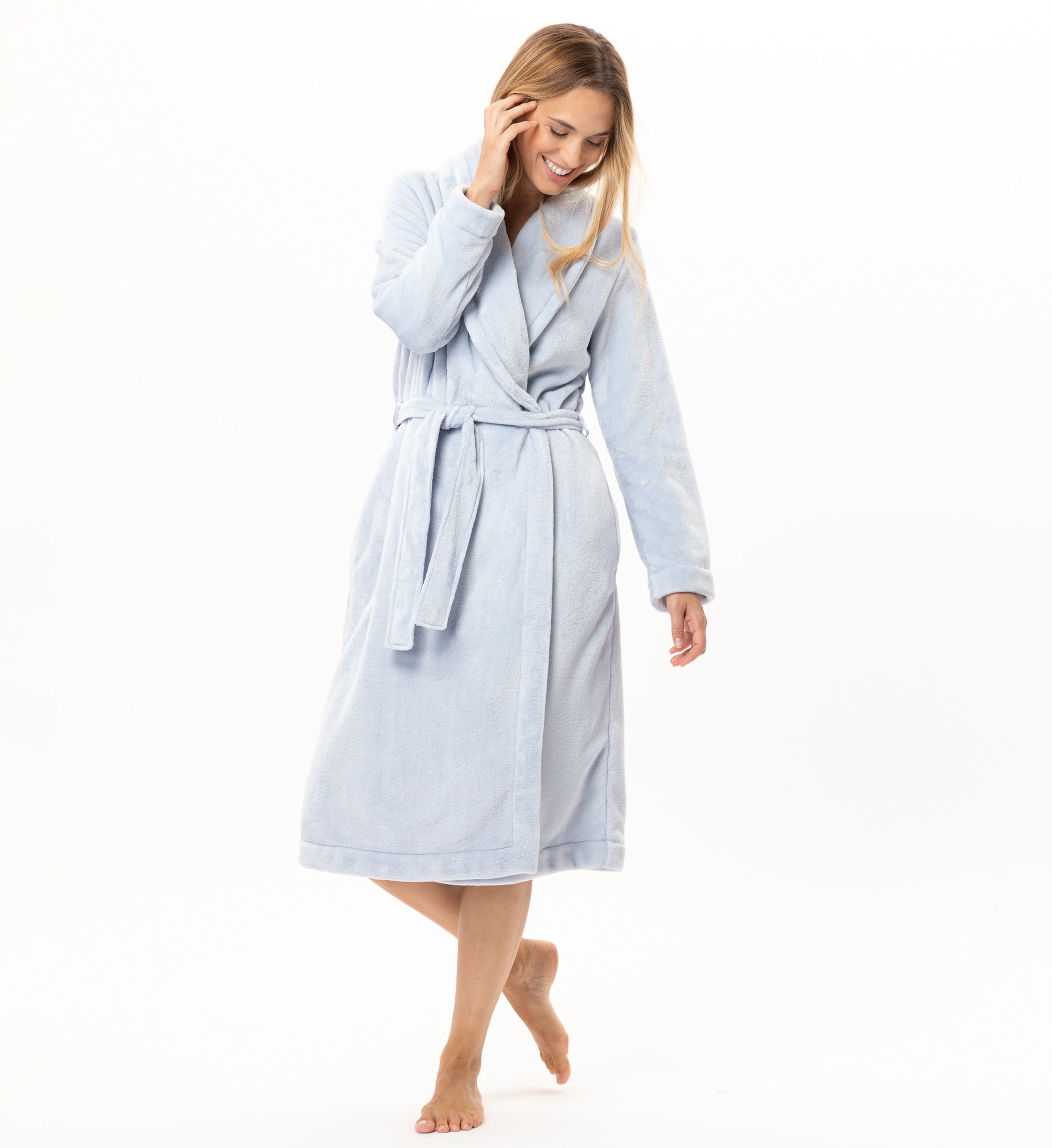 Crossed plush flannel robe LE CHAT Blue