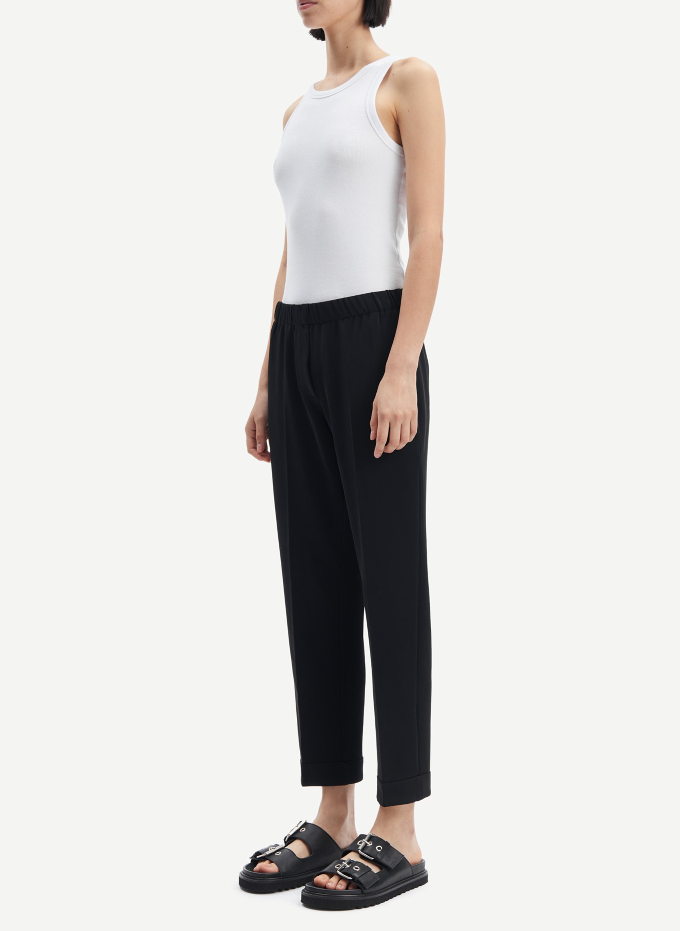 Débardeur col rond côtelé en coton bio SAMSOE SAMSOE Blanc