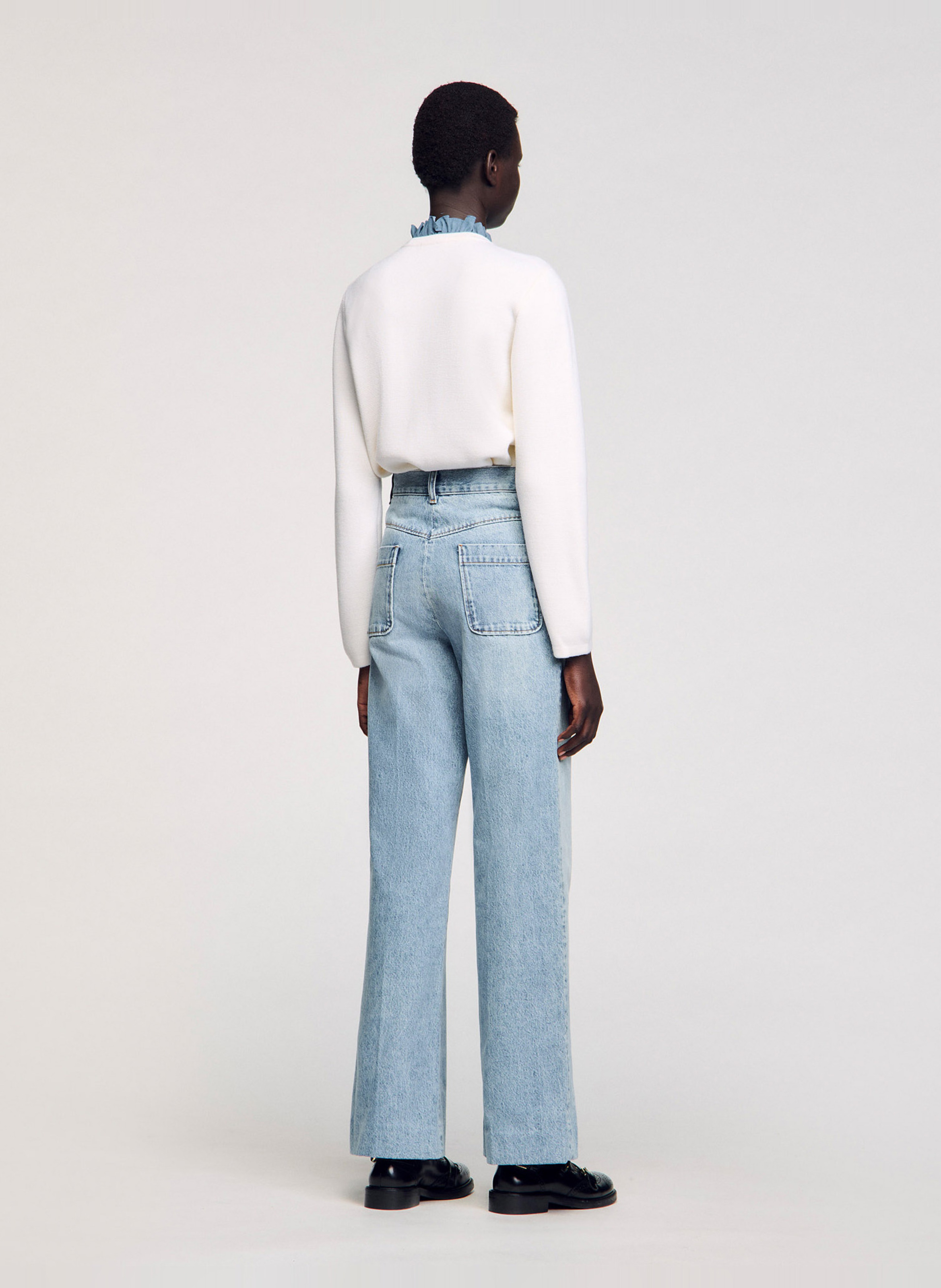 Jean droit en coton délavé  SANDRO Bleu