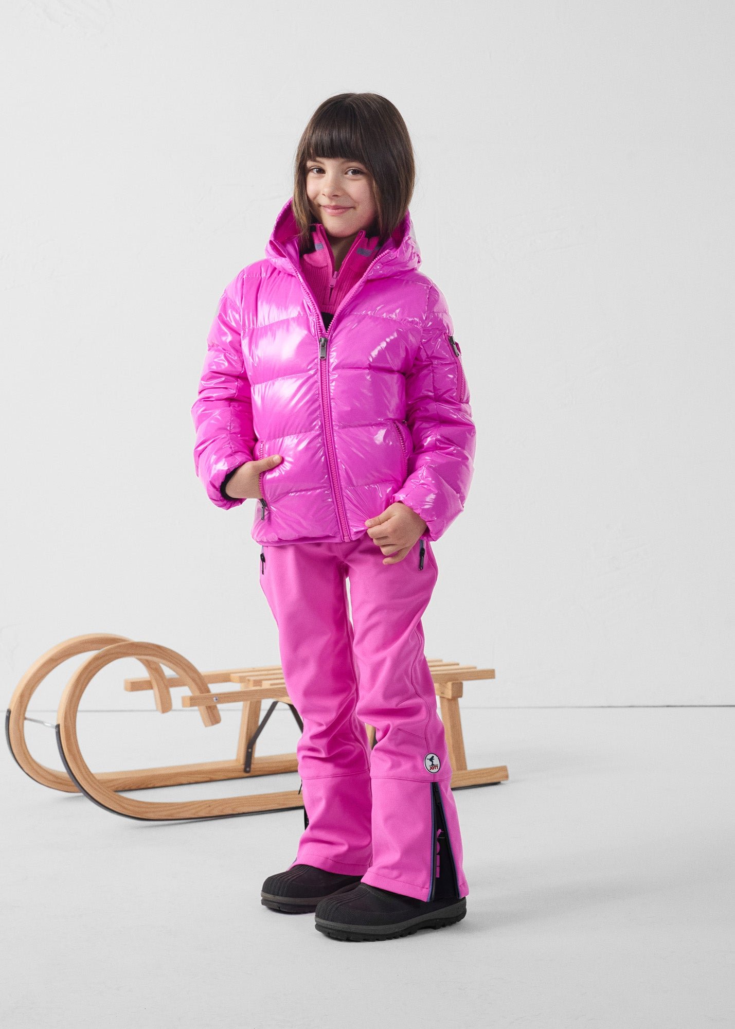 Doudoune enfant grand froid laquée kazan JOTT Rose