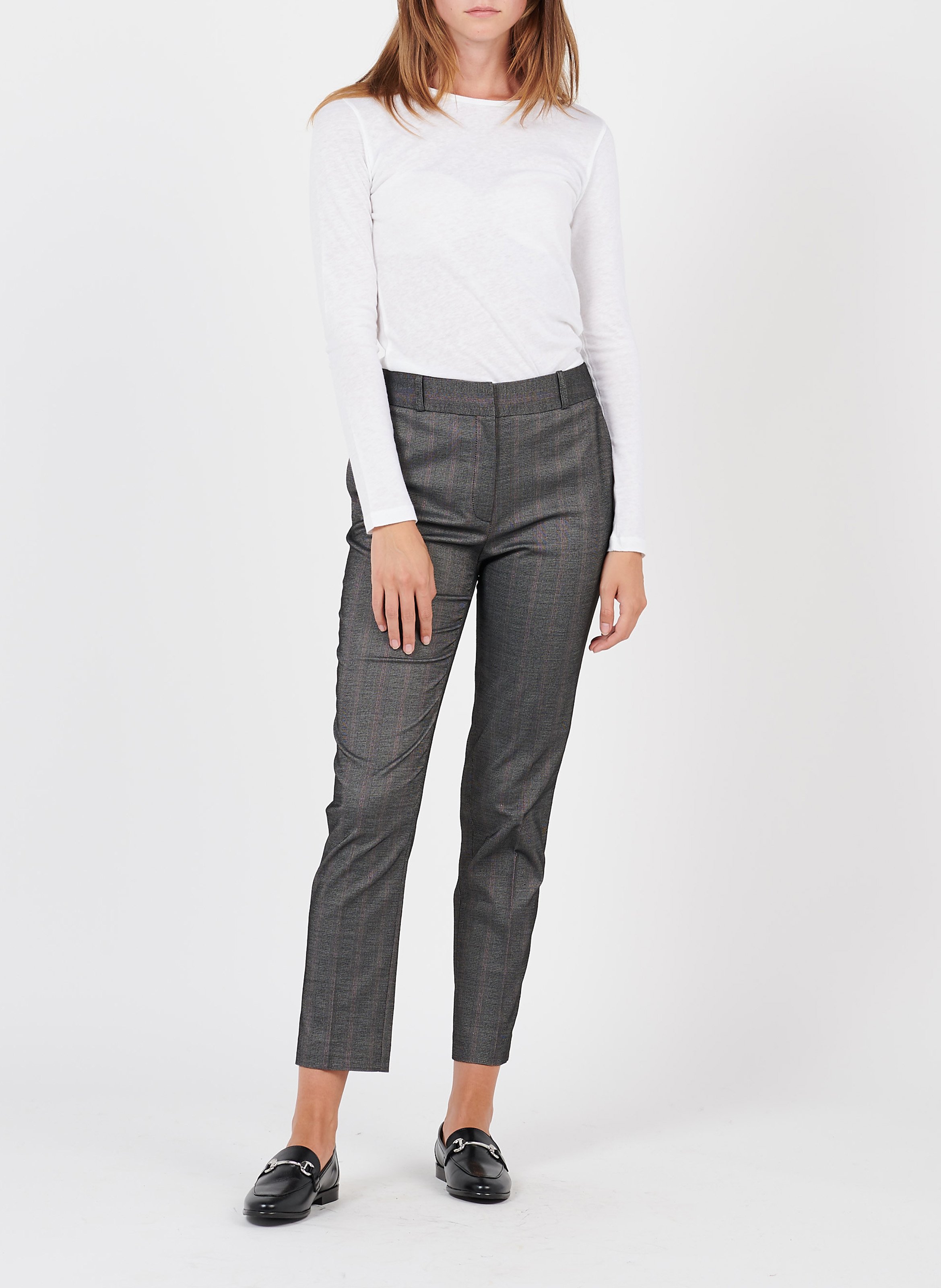 Tee-shirt col rond en coton et cachemire mélangé MAJESTIC FILATURES Blanc