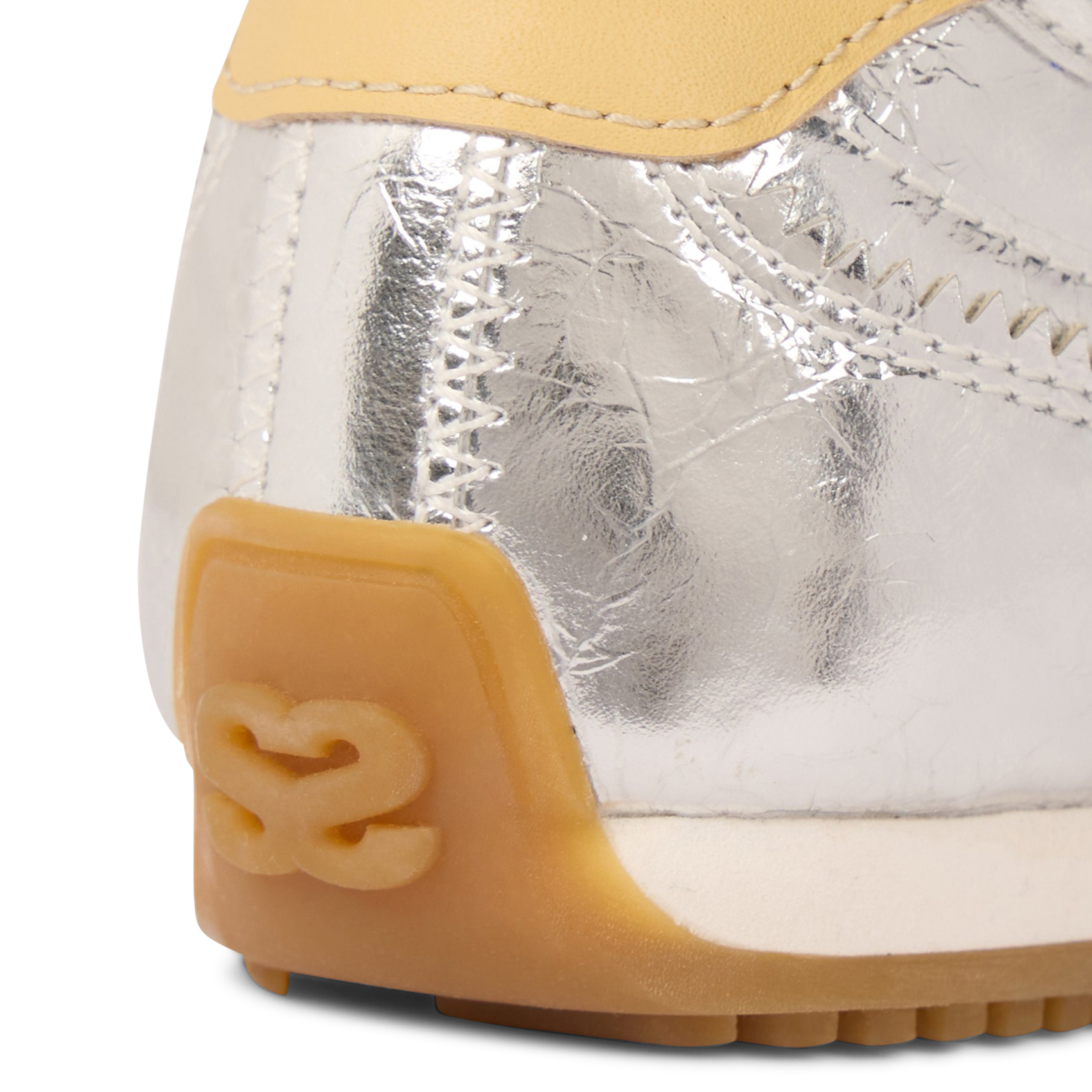 Baskets basses métallisées en cuir SANDRO Argent