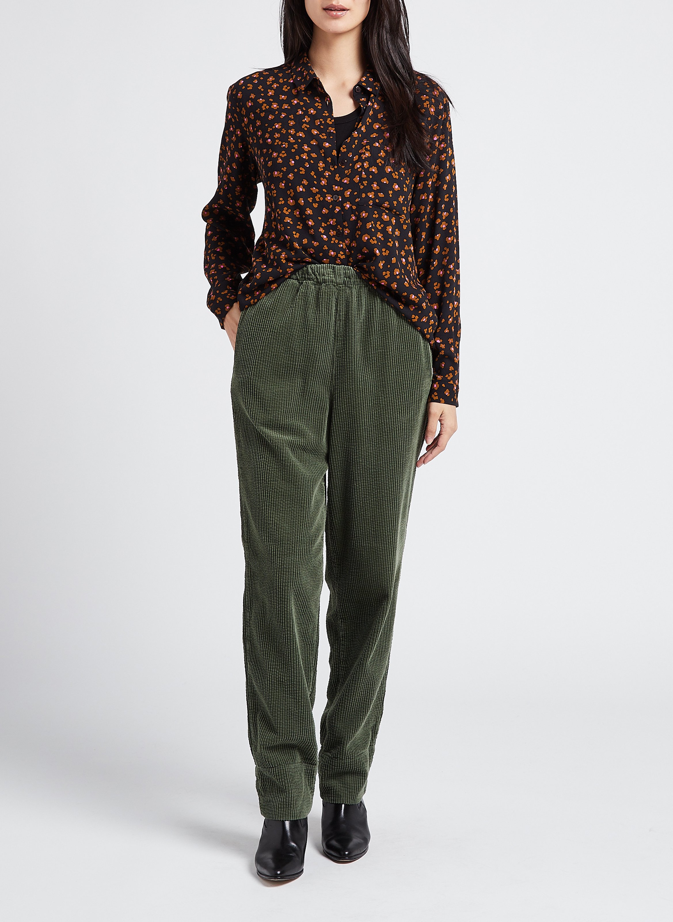 Pantalon droit en velours côtelé ACQUAVERDE Vert