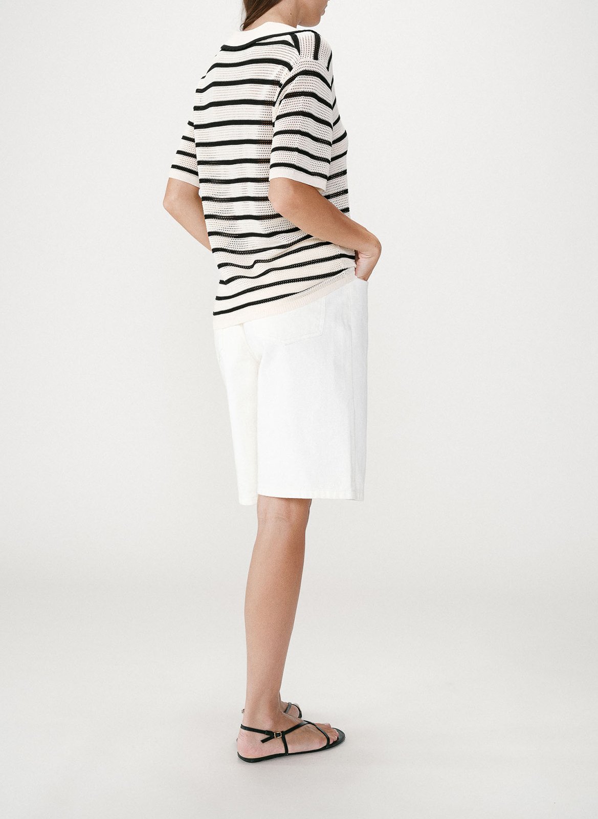 Top col polo en maille GRACE ET MILA Blanc