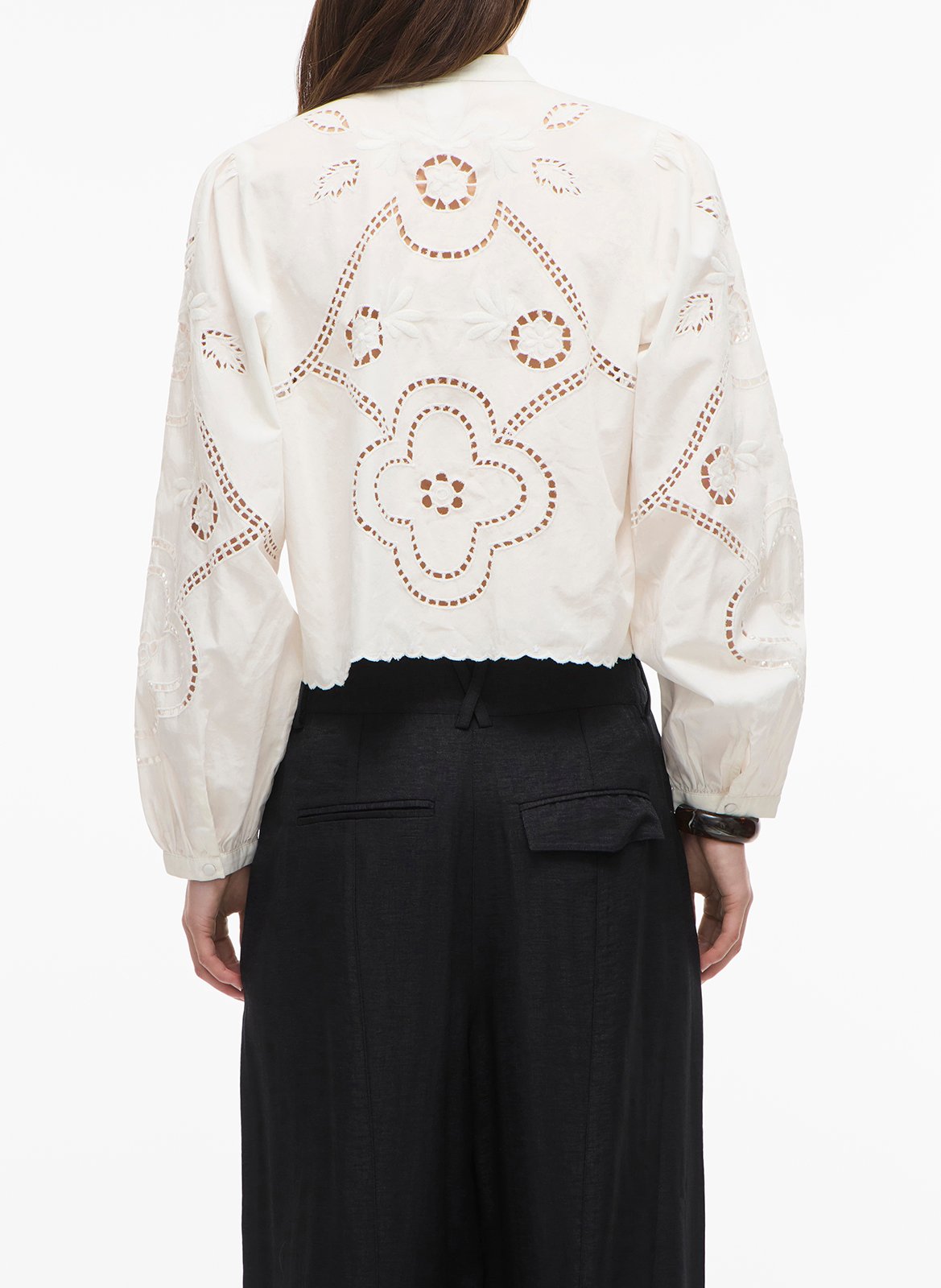 Straight organic cotton mao collar top ROUGE EDIT Beige