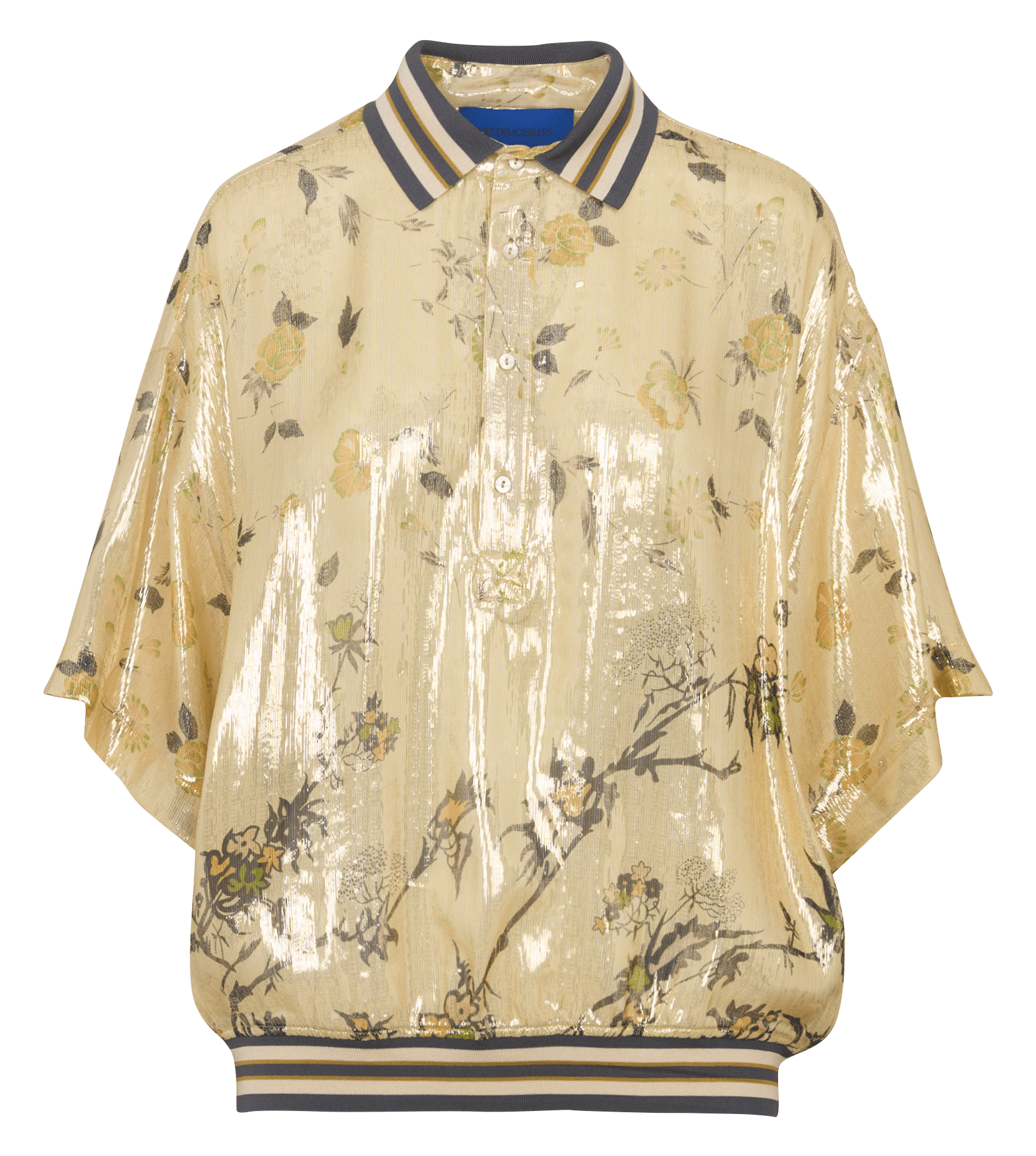 Top met polokraag en zijden printmix MES DEMOISELLES Veelkleurig