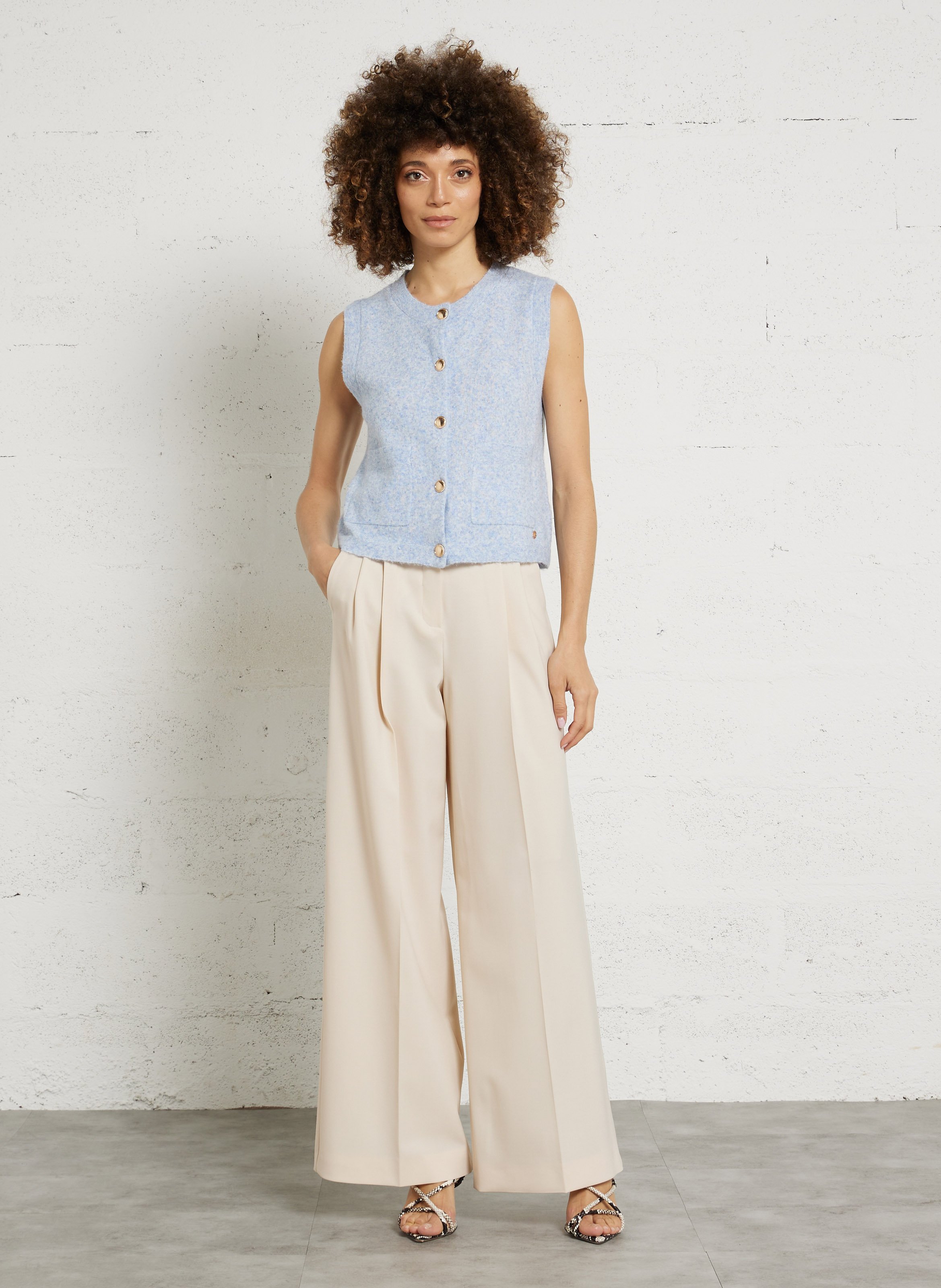 Recht gebreid vest met ronde hals LA PETITE ETOILE Blauw