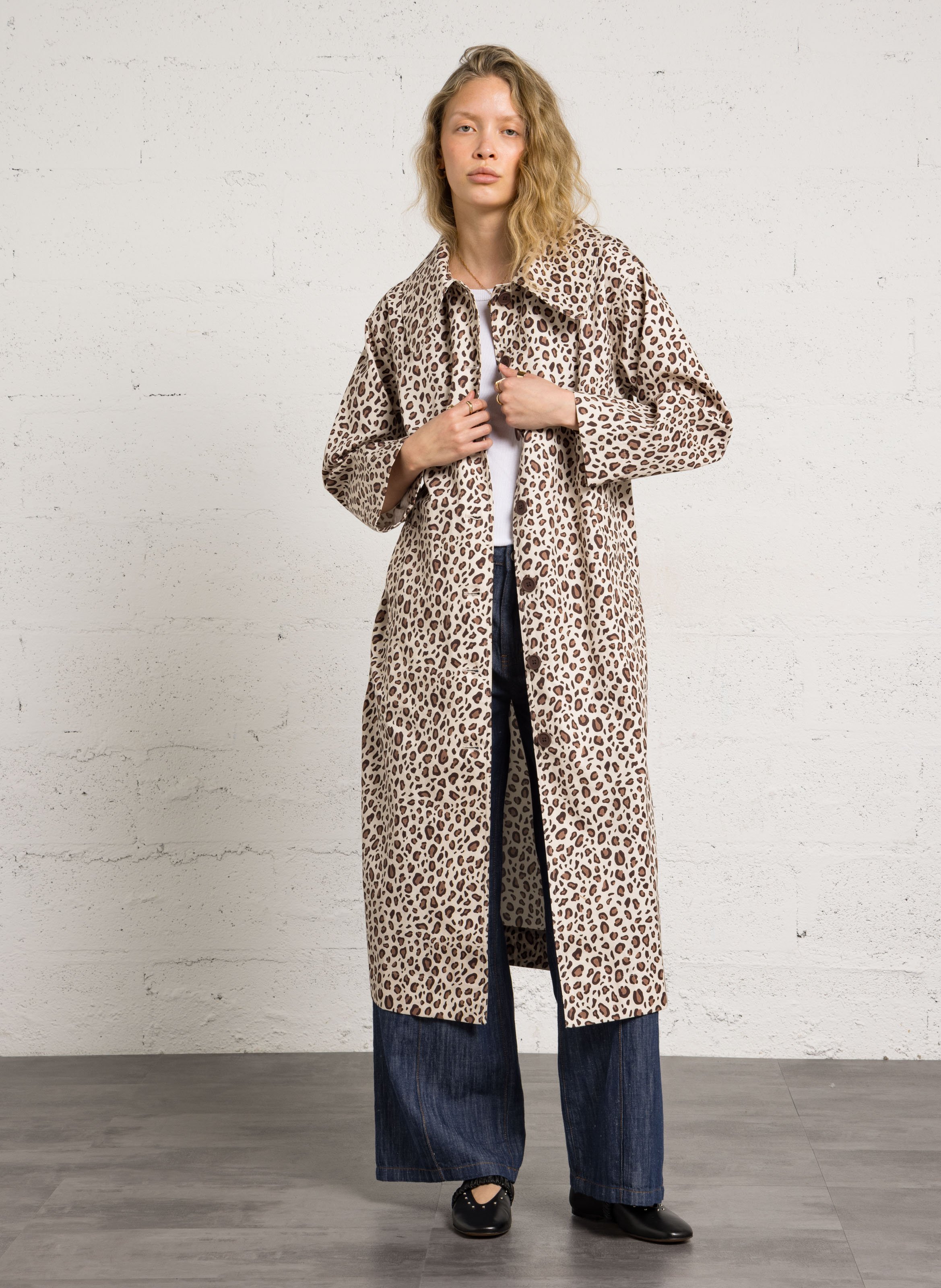 Printed coat with classic collar THE TINY BIG SISTER Beige