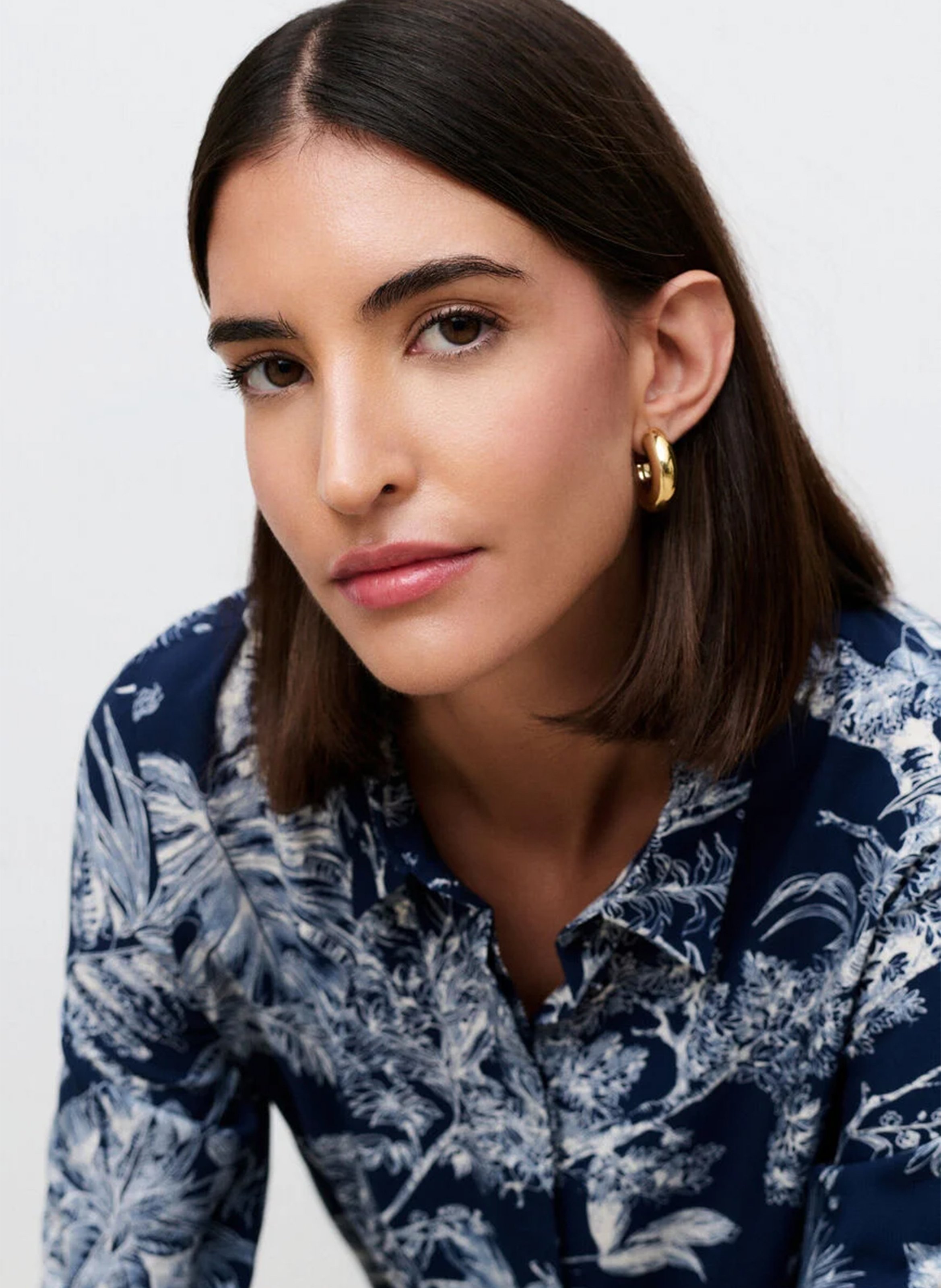 Chemise droite col classique imprimée CAROLL Bleu