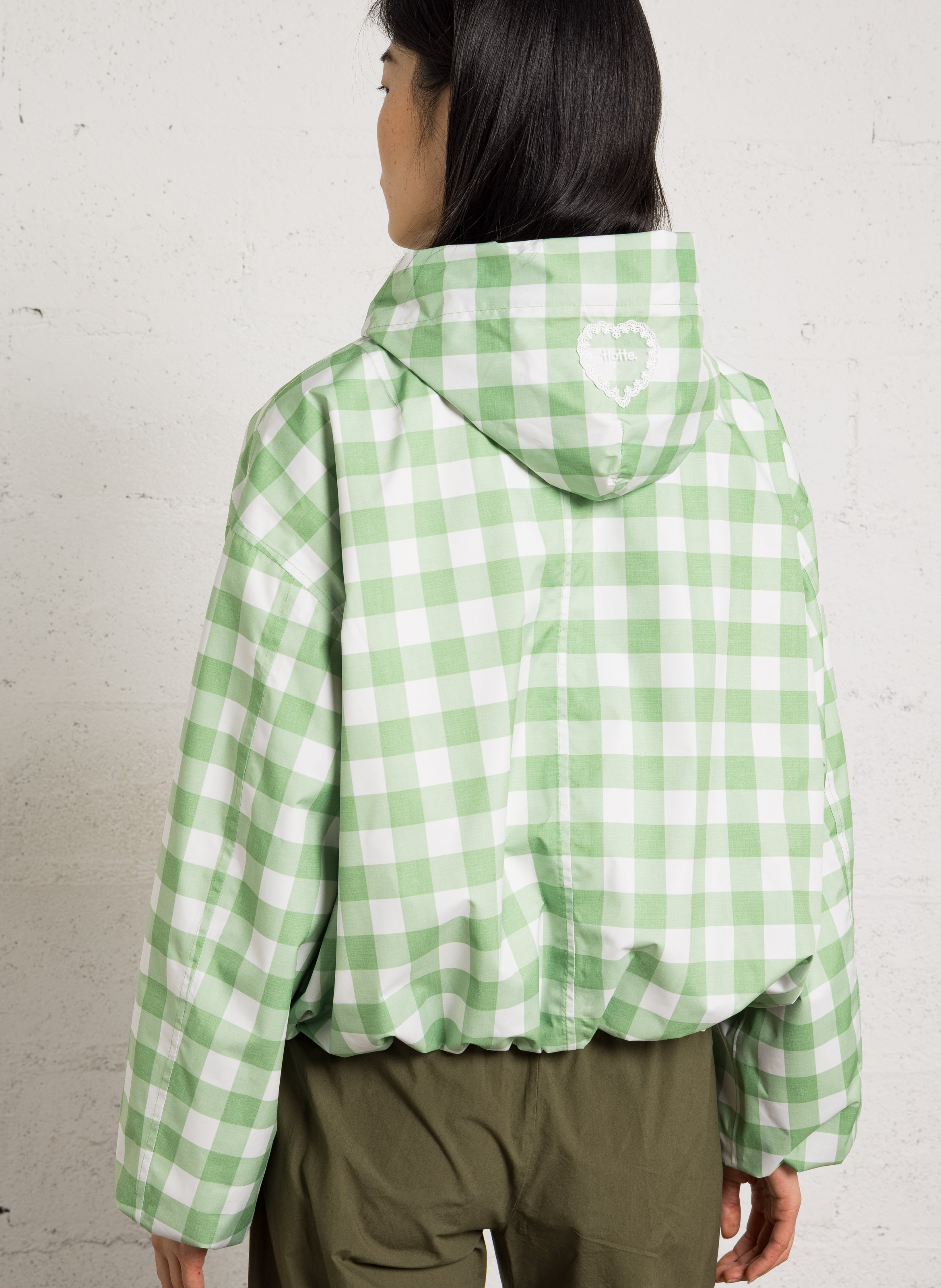 Round neck checkered raincoat FLOTTE Green