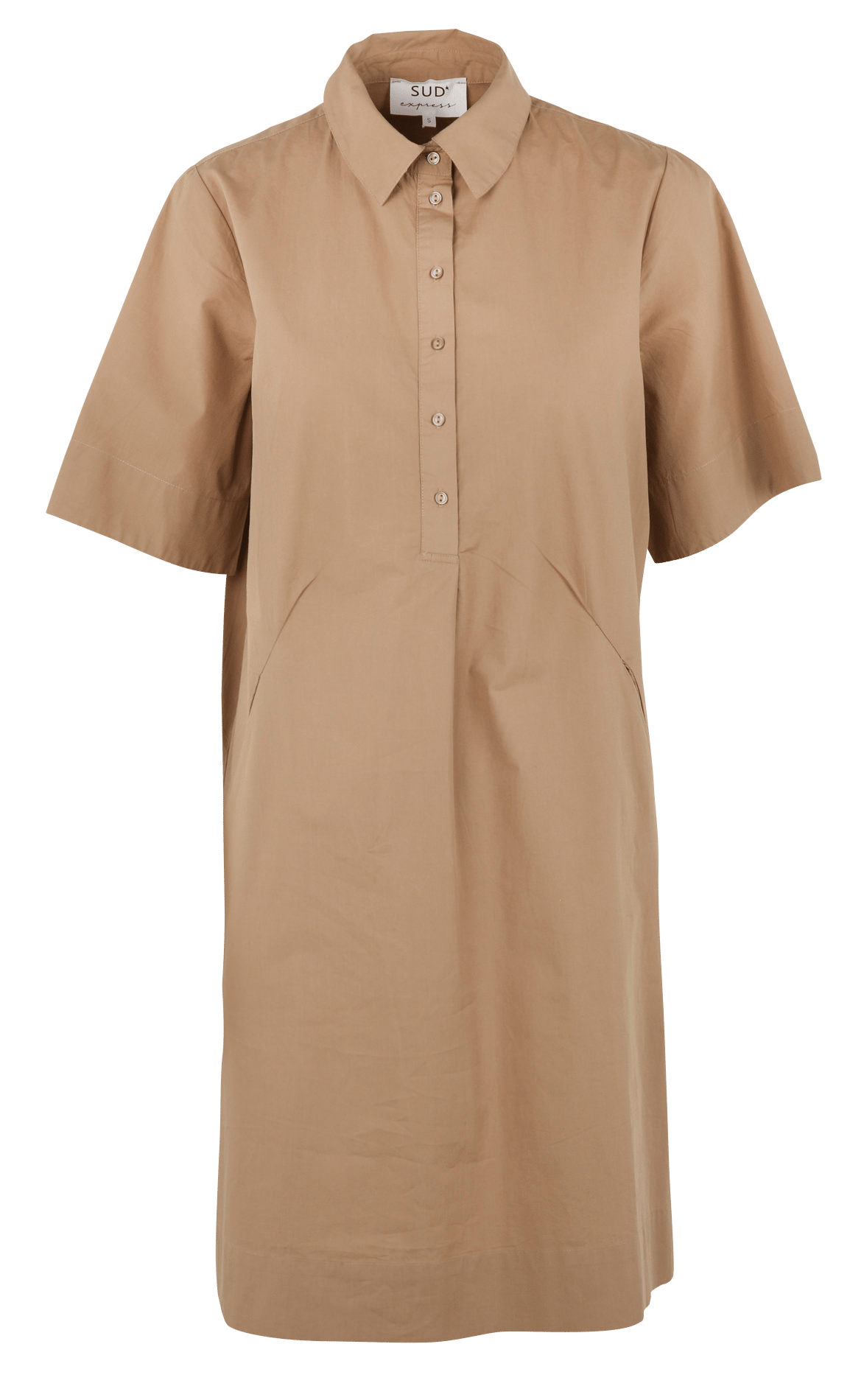 Ausgestelltes Baumwoll-Kurzkleid mit klassischem Kragen SUD EXPRESS Braun