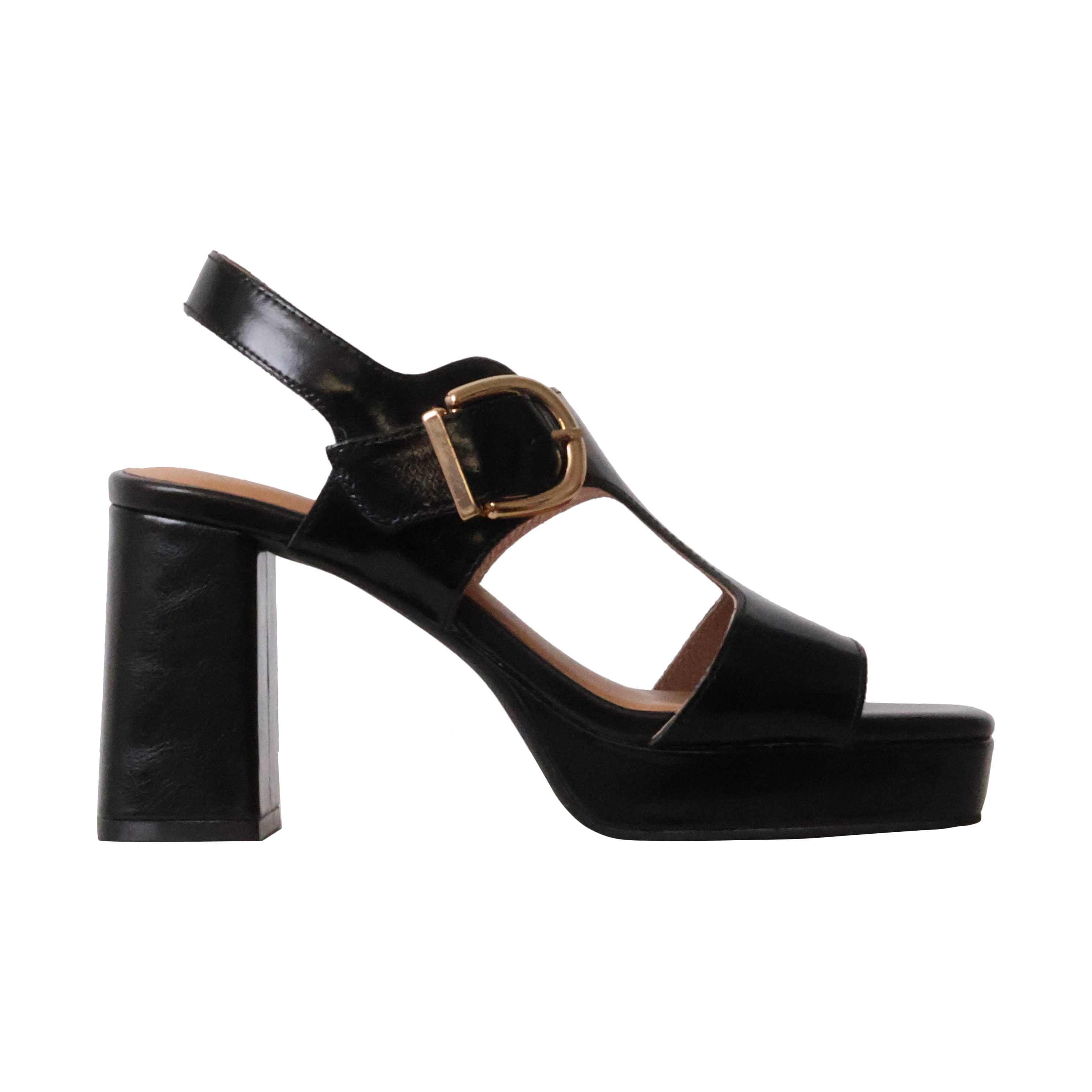 Courtney leather sandals with heel EMILIE KARSTON Black