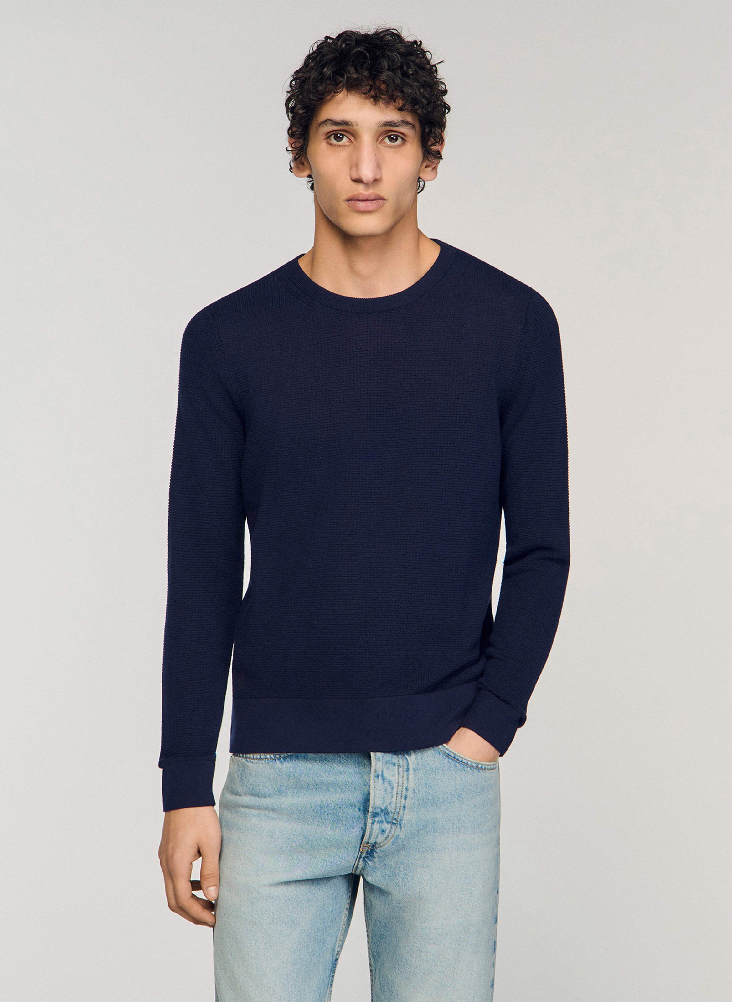 Textured knit sweater SANDRO Blue