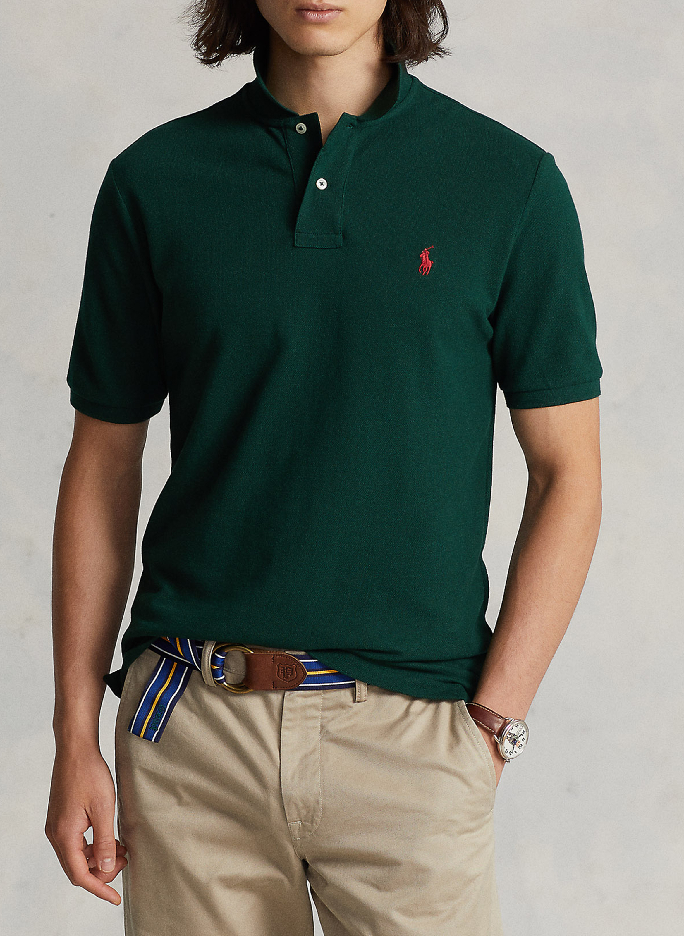 Baumwoll-Poloshirt - tailliert, kurzärmlig POLO RALPH LAUREN Grun