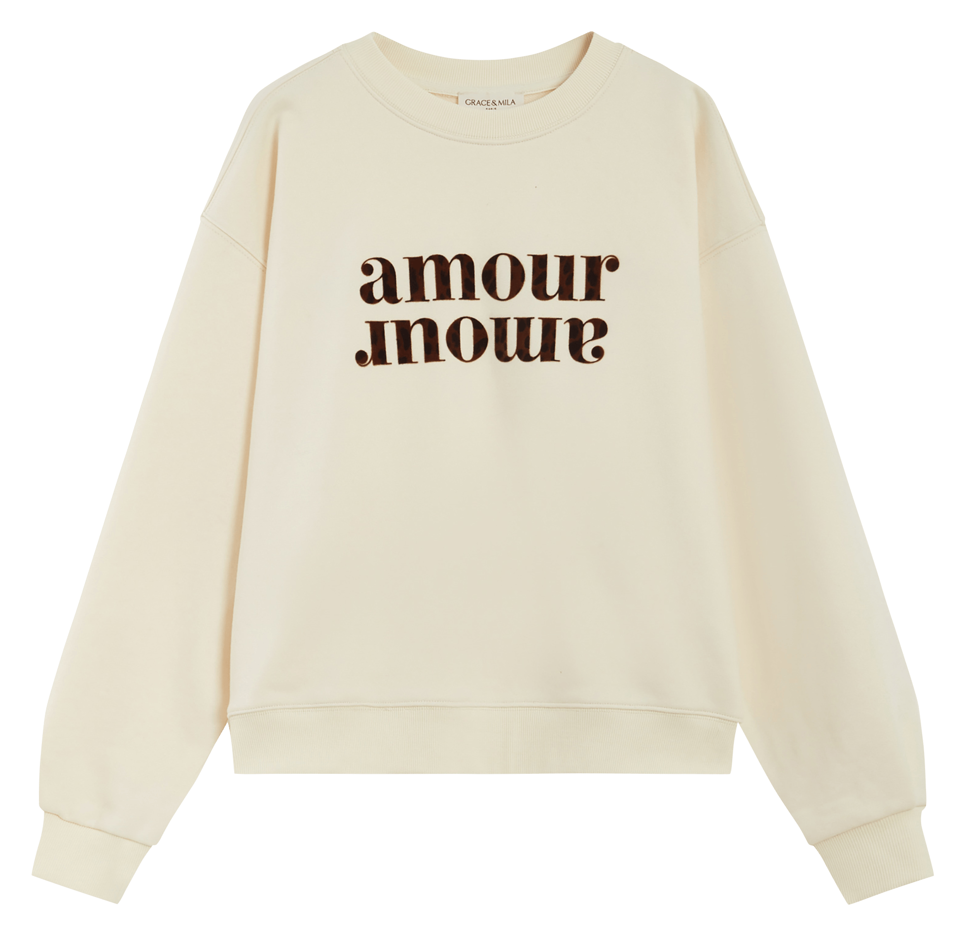 Sweat ample à empiècement en coton mélangé GRACE ET MILA Blanc