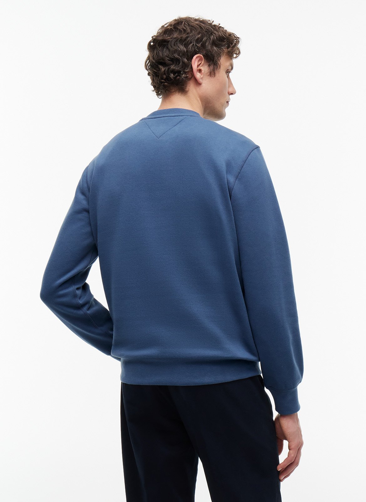 Straight-cut cotton-blend sweater with round neck TOMMY HILFIGER Blue