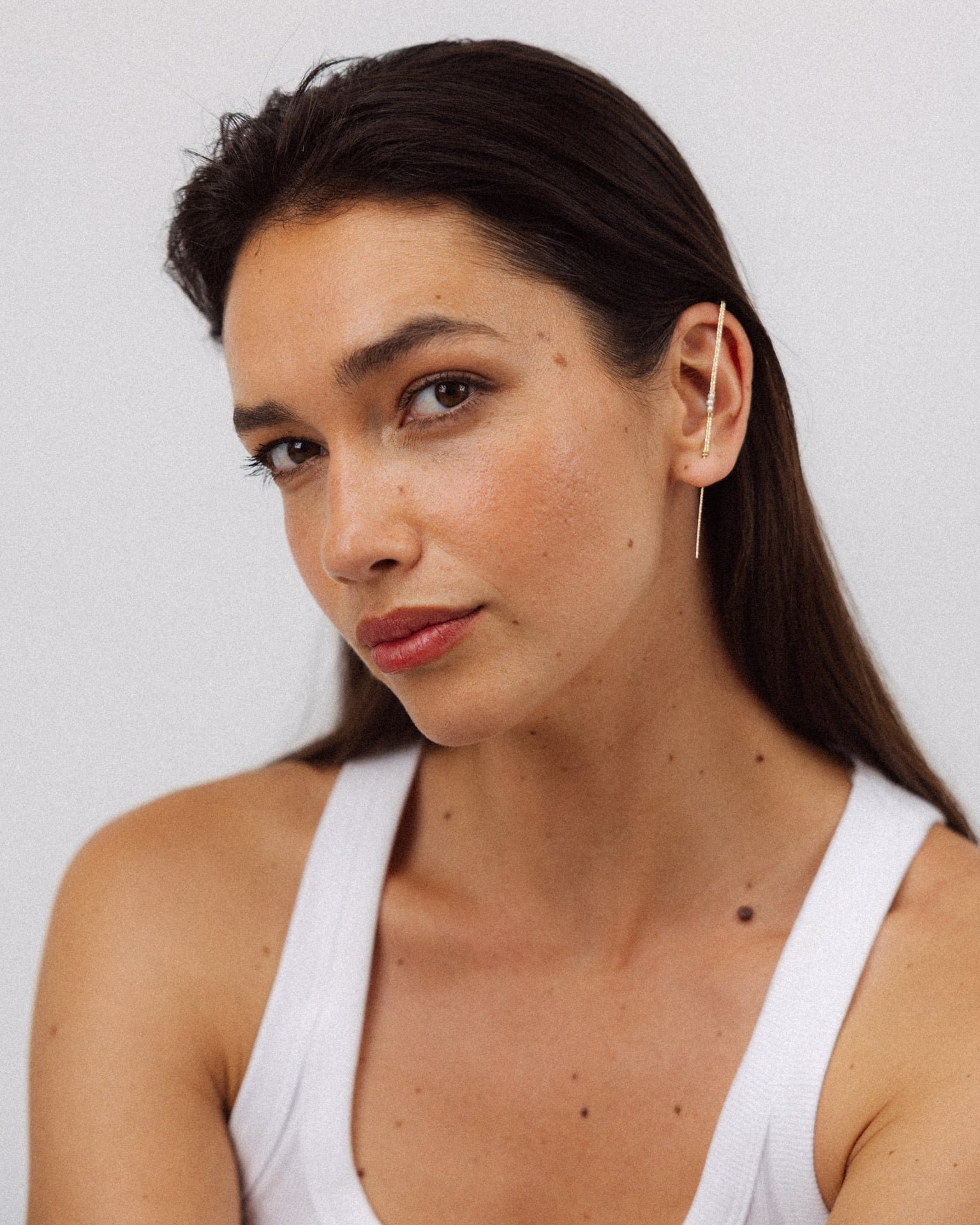 Bijou d'oreille traversant perle YAY White