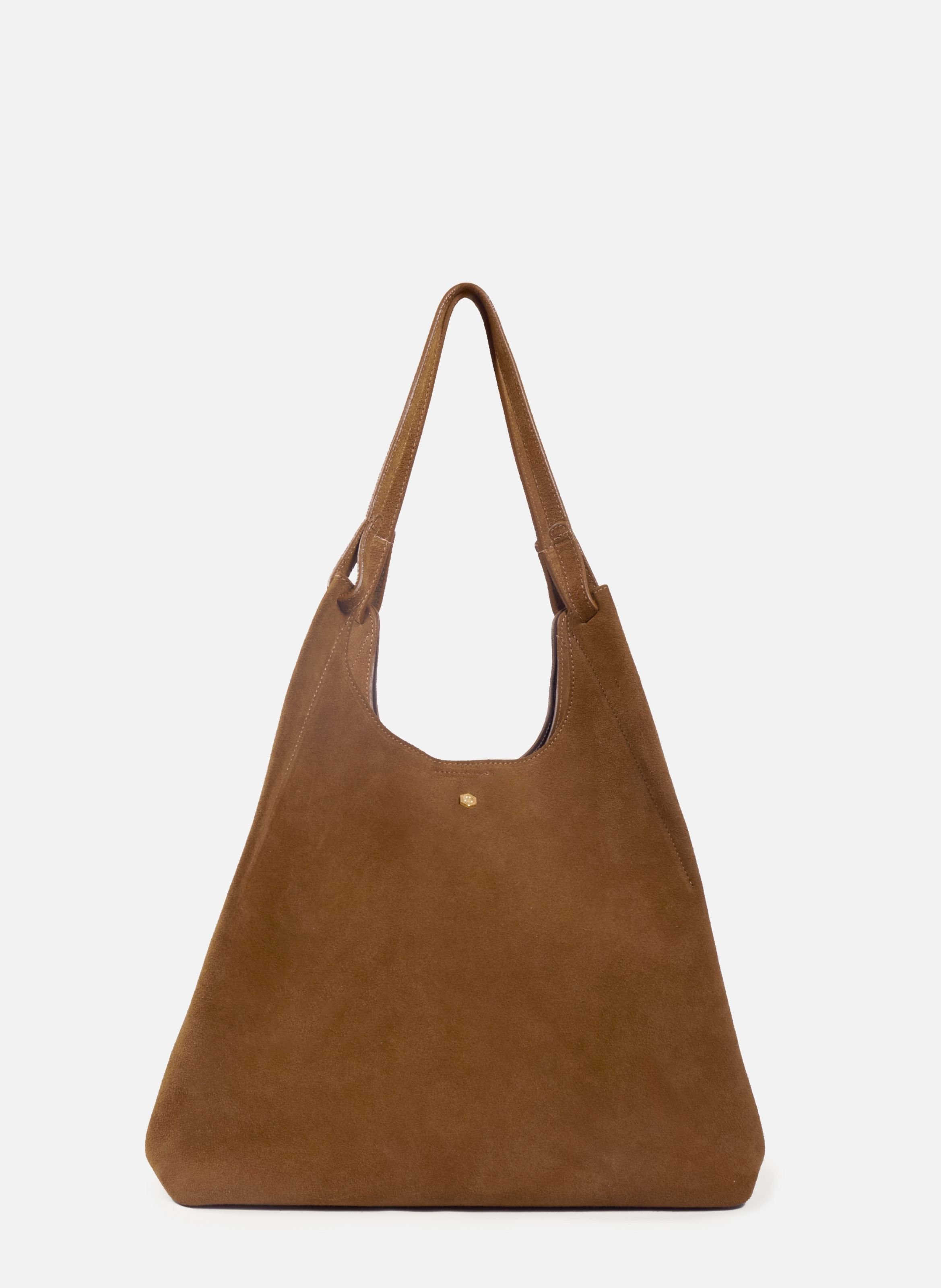 Sybil Tote Bag in Leather and Suede JULES & JENN Brown
