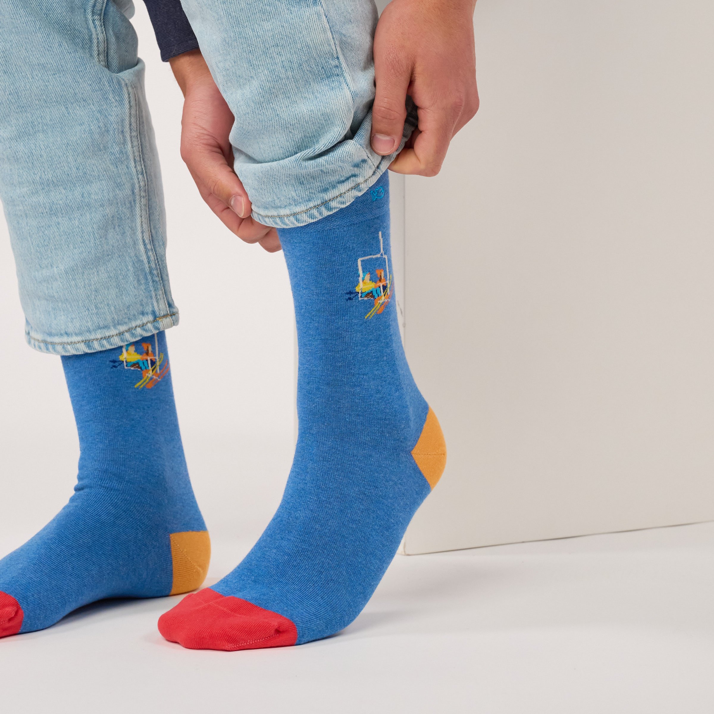 Combed Cotton Socks with Patterns BILLYBELT Blue