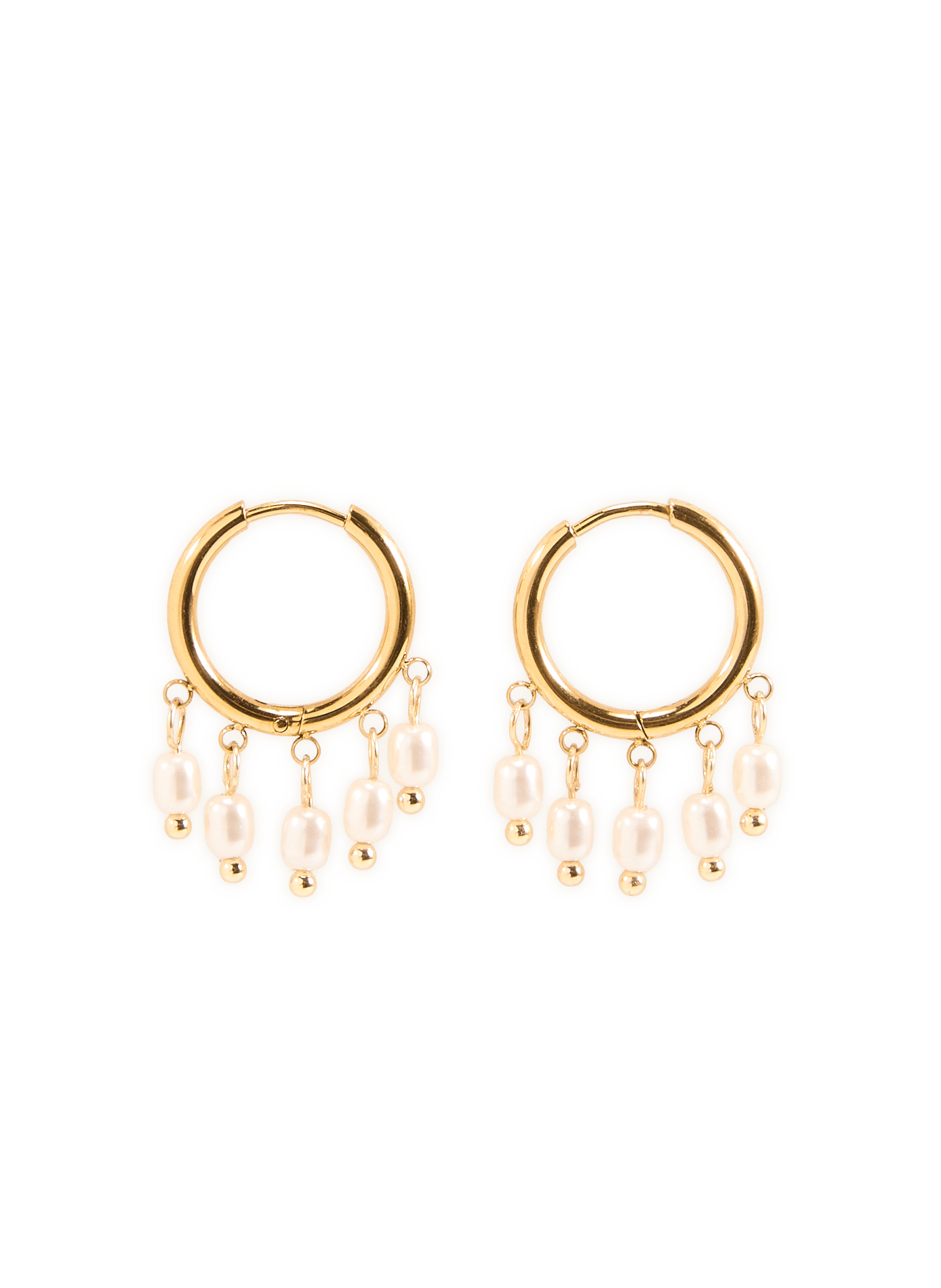 Small hoop earrings with beads AU PRINTEMPS PARIS Beige