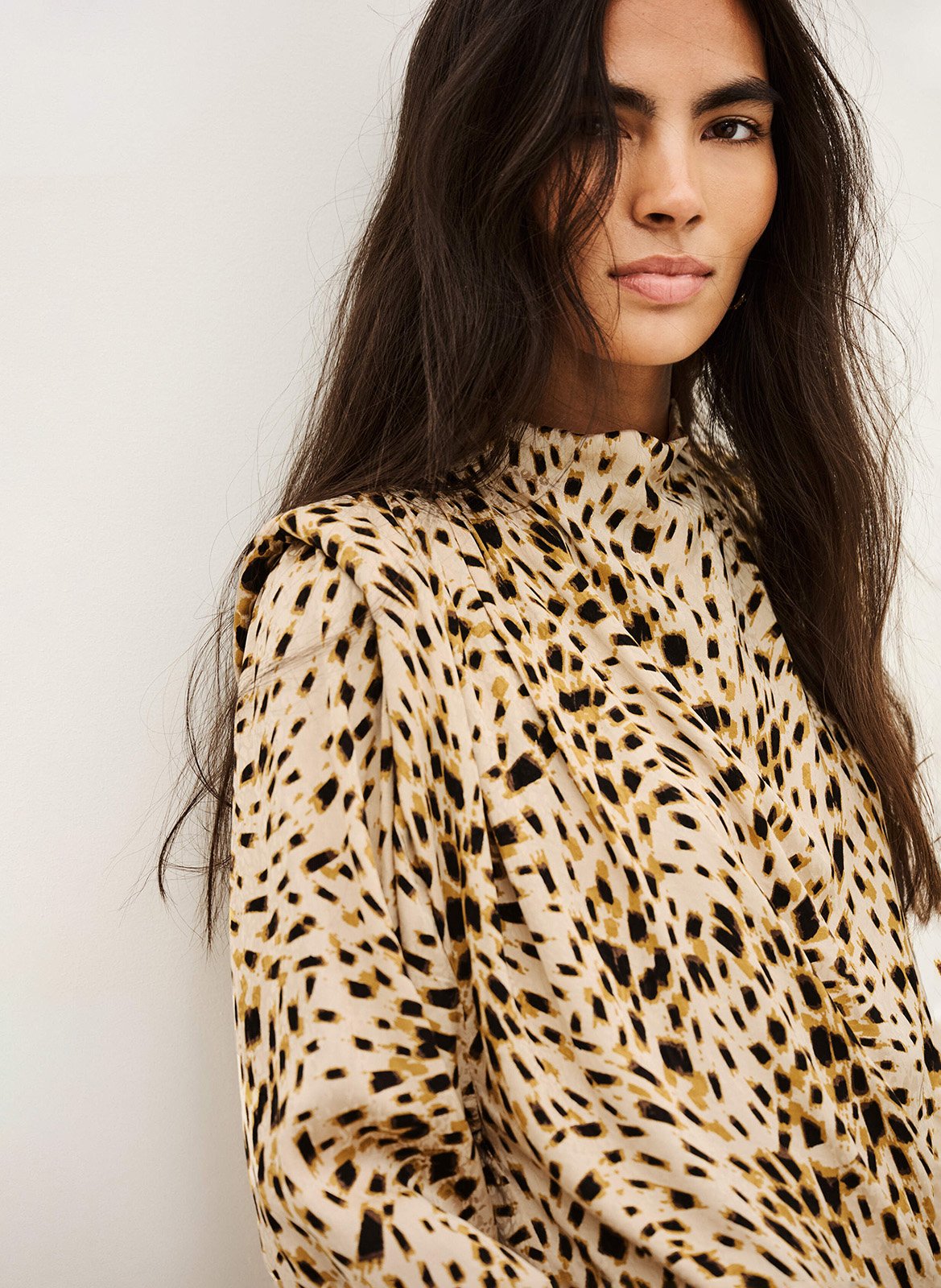 Printed blouse with high neck BA&SH Beige