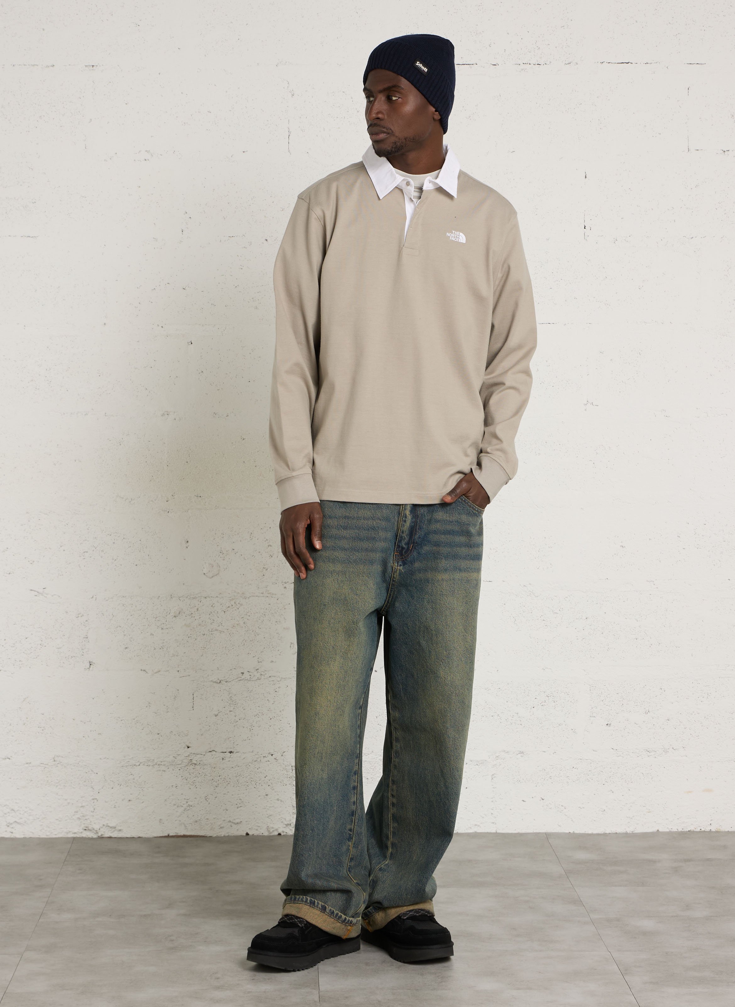 Polo droit en coton THE NORTH FACE Gris