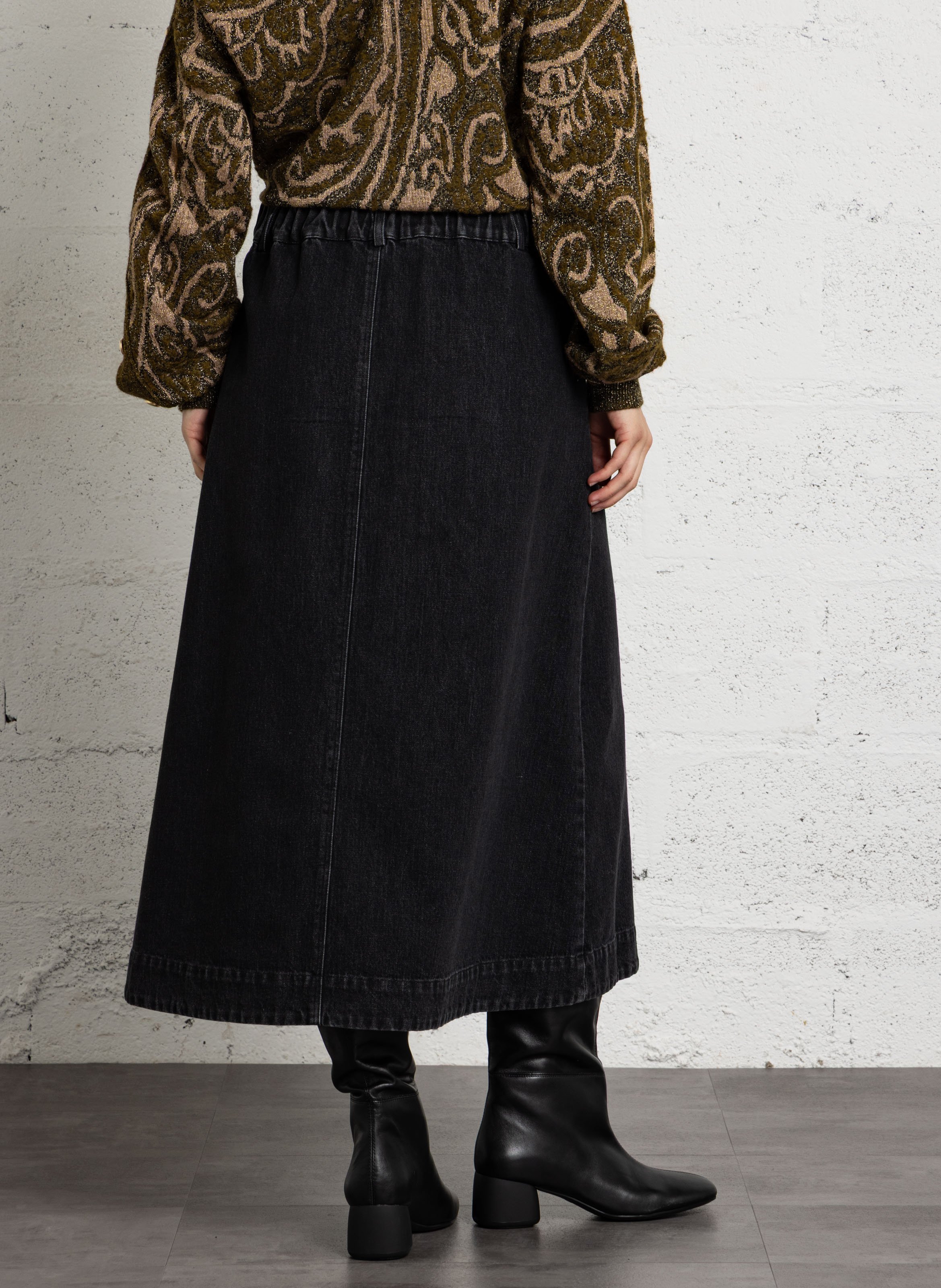 Long cotton denim skirt SUZIE WINKLE Grey