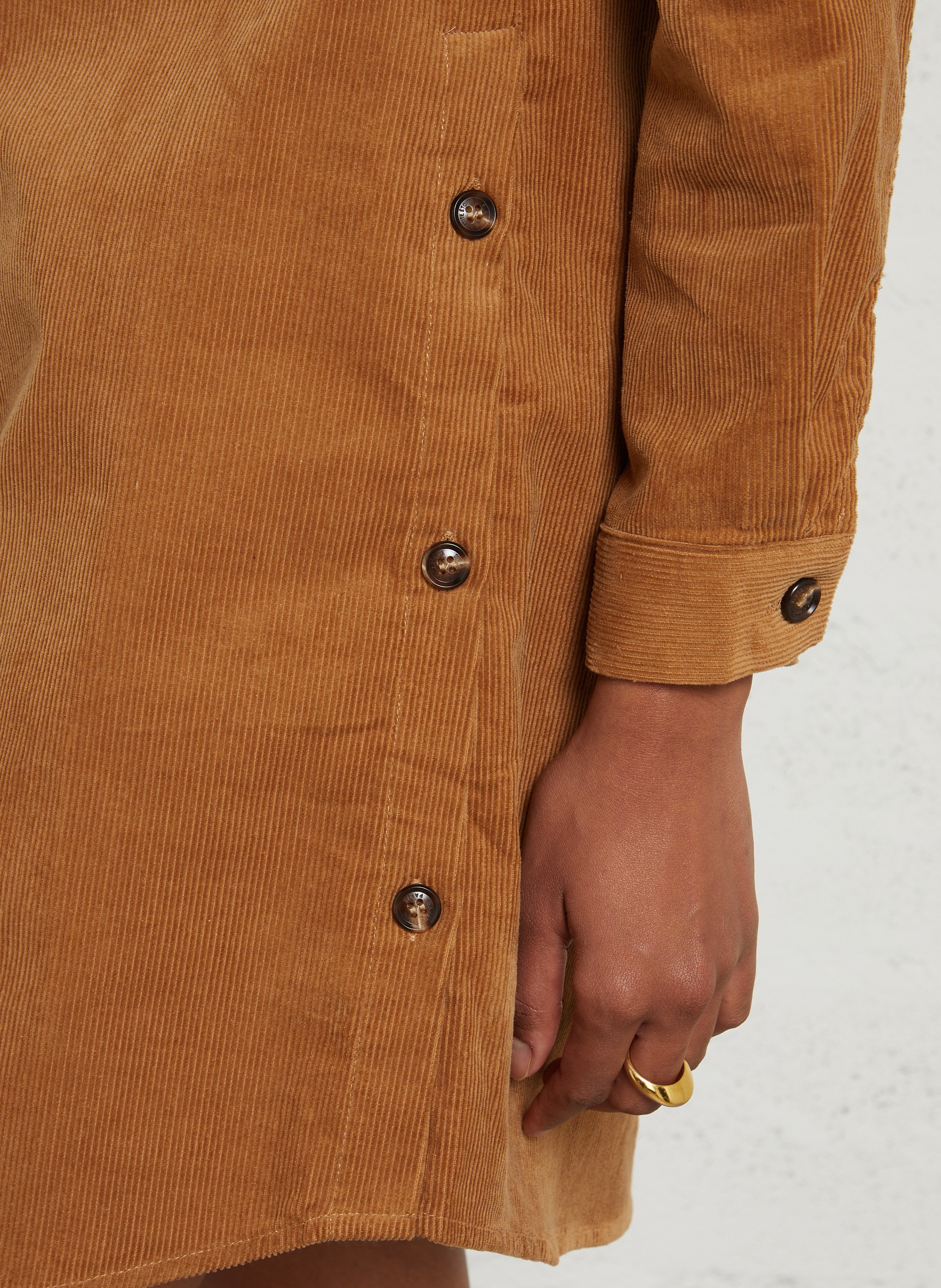 Robe courte droite côtelé en coton LA PETITE ETOILE Marron