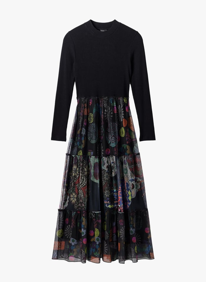 Bimaterial midi best sale dress