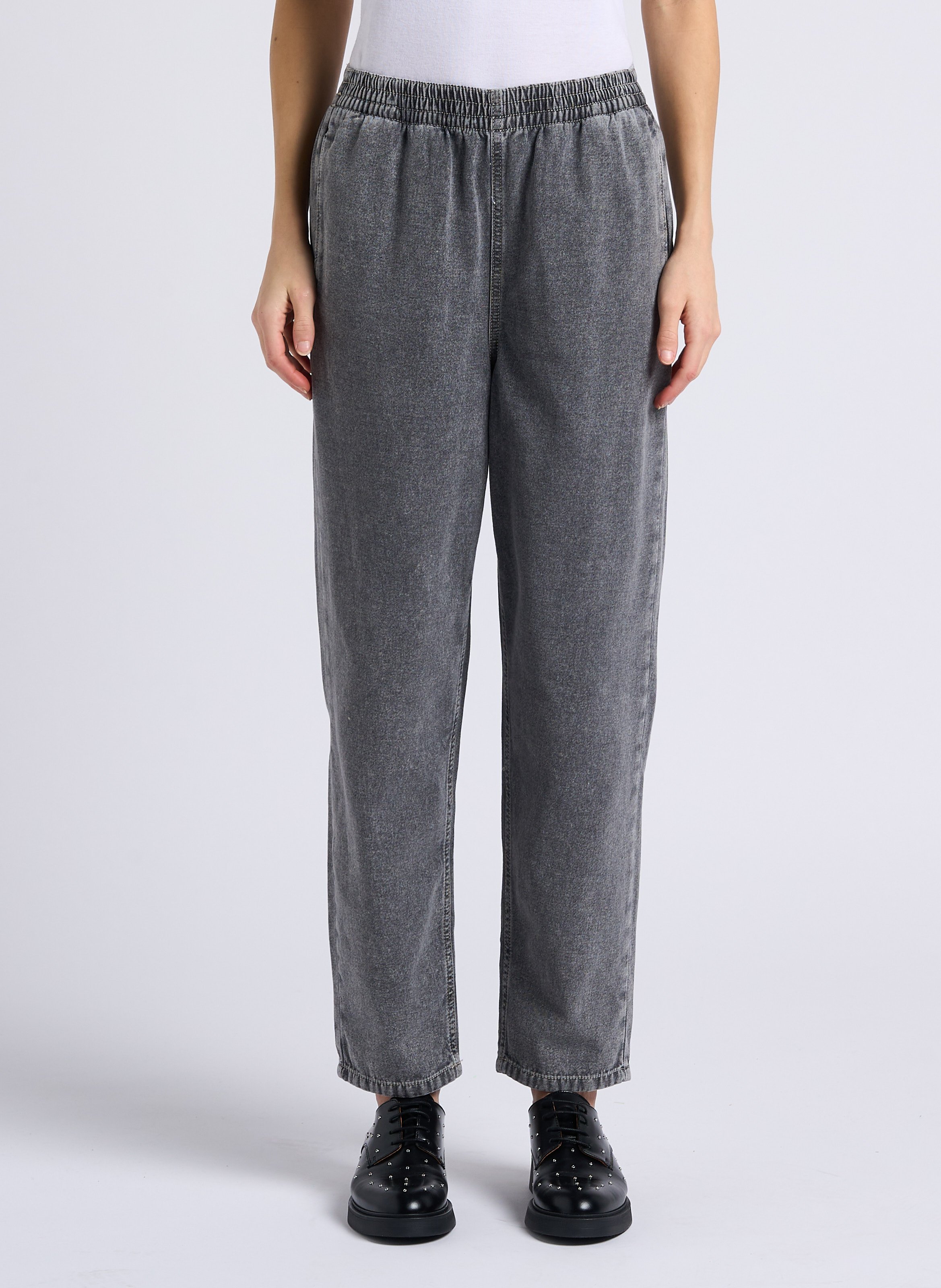 Straight Cut High Waist Jeans aus Baumwolle AMERICAN VINTAGE Grau