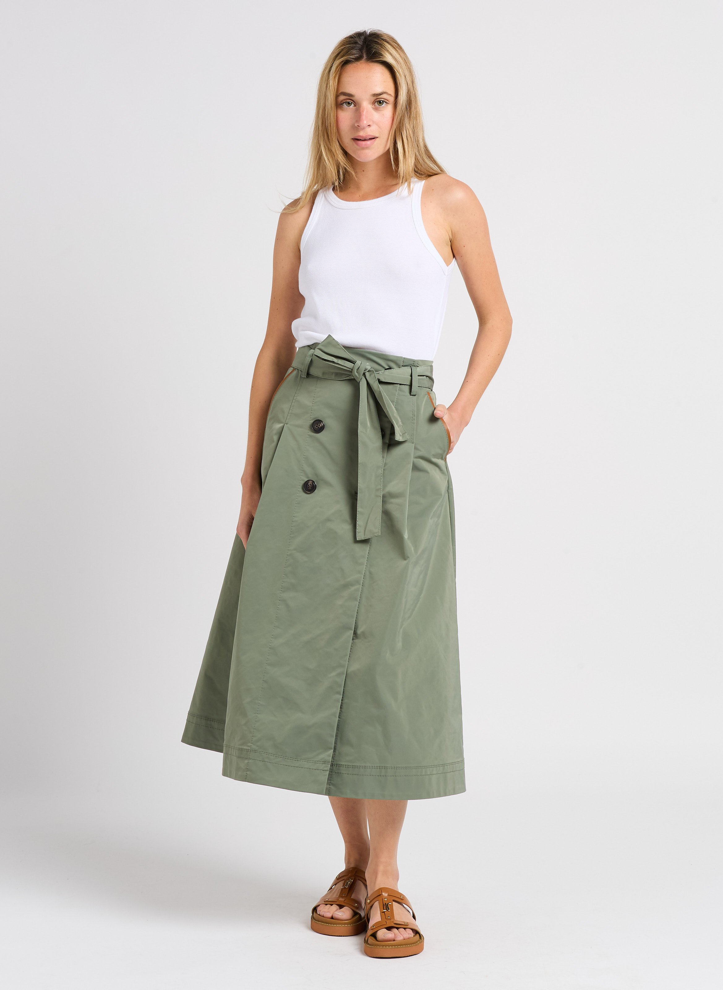 Jupe midi effet trench  MAX&amp;Co. Kaki