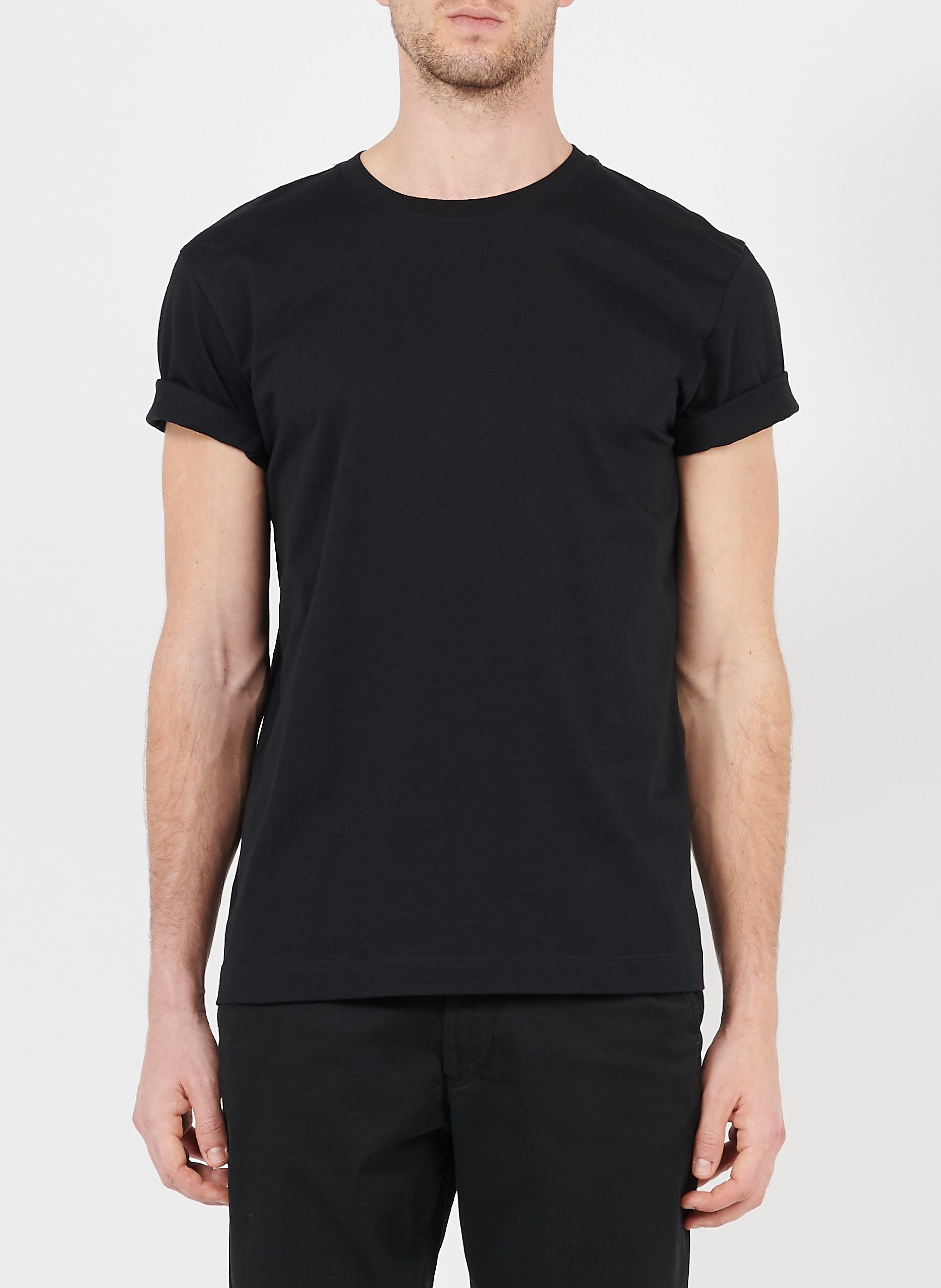 Rundhals-T-Shirt aus Baumwolle, Regular Fit AU PRINTEMPS PARIS Schwarz
