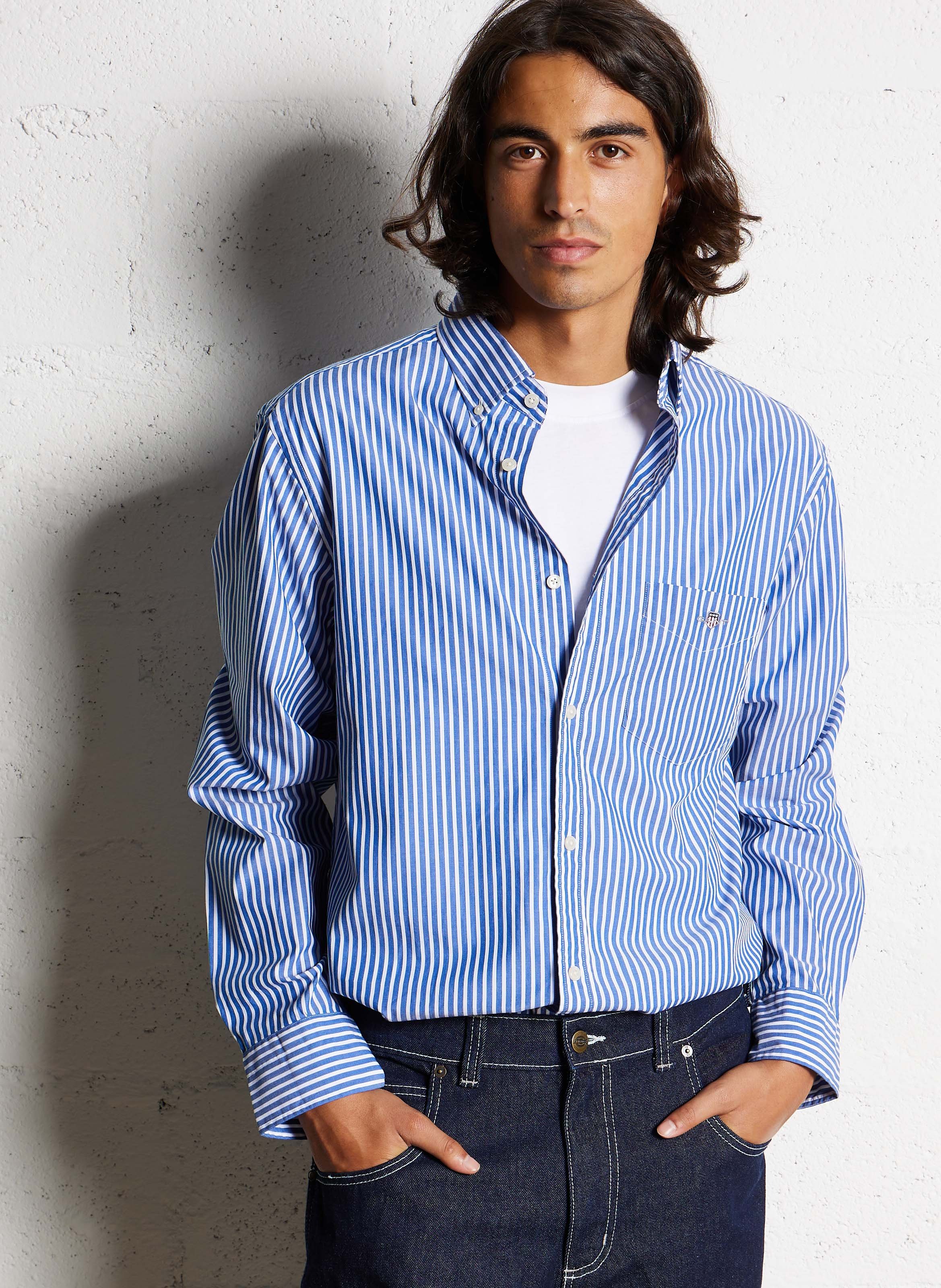 Regular-fit striped cotton shirt GANT Blue
