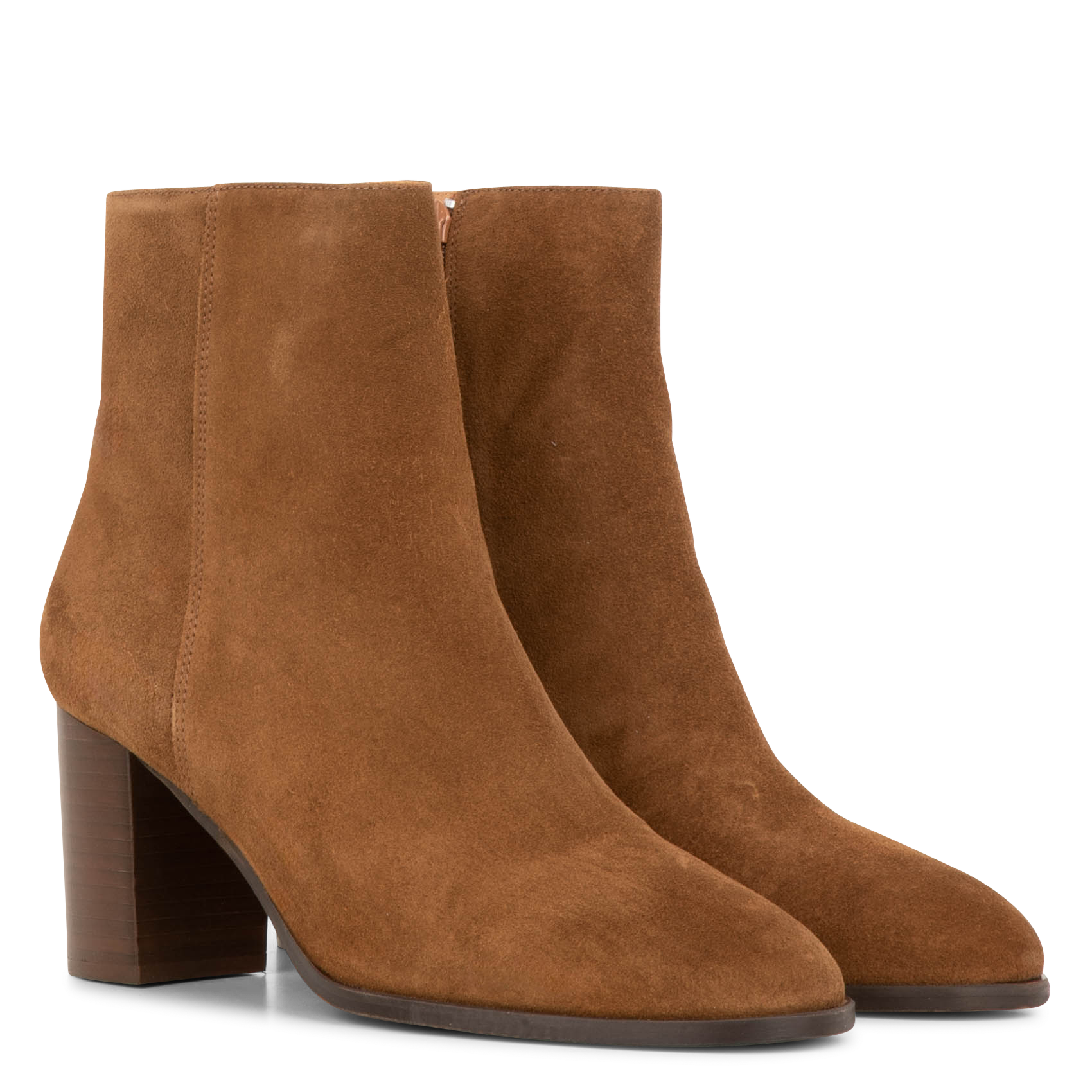 Bottines bout rond à zip en cuir velours  MELLOW YELLOW Marron