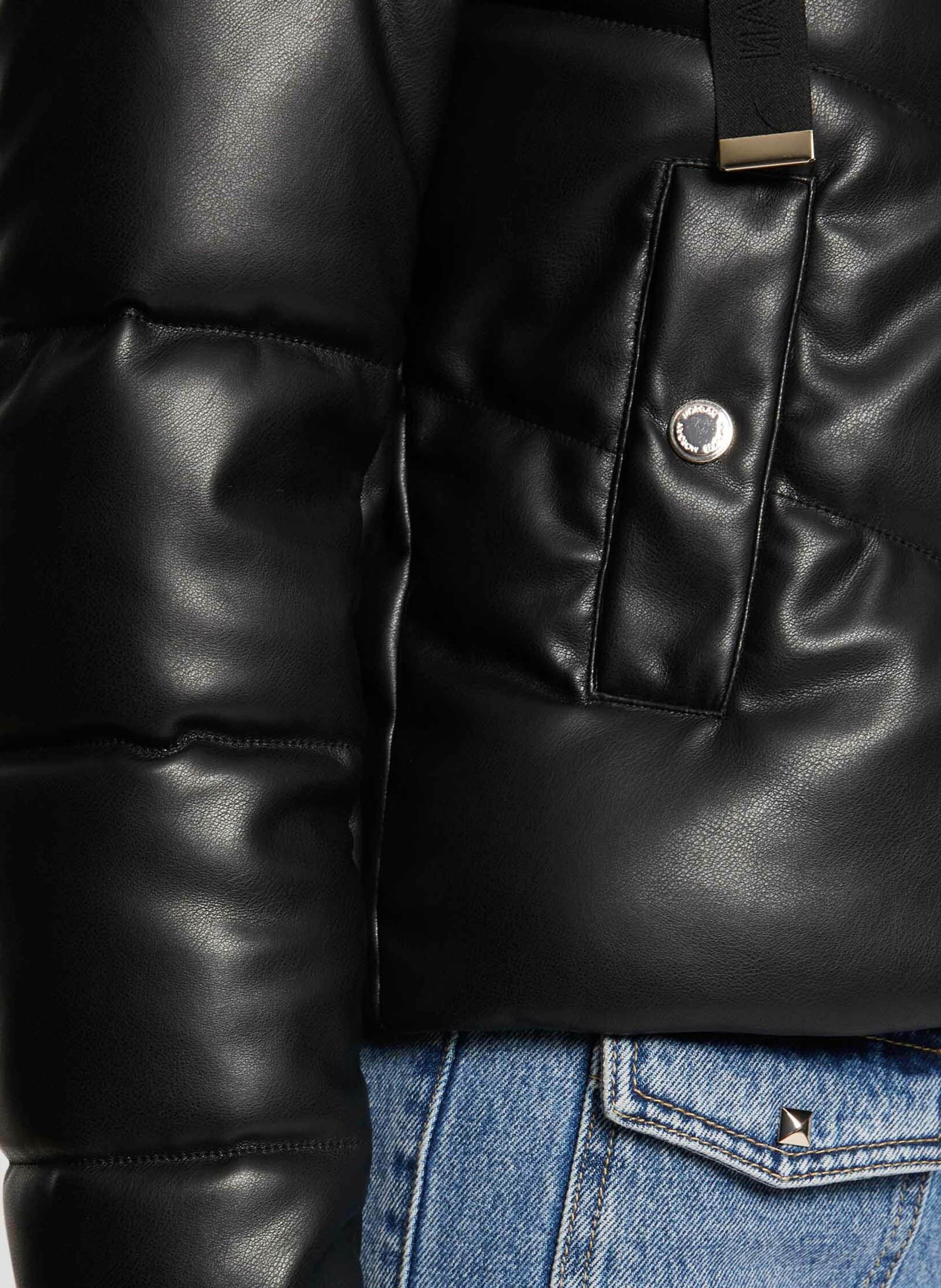 Short fitted hooded puffer jacket MORGAN Black