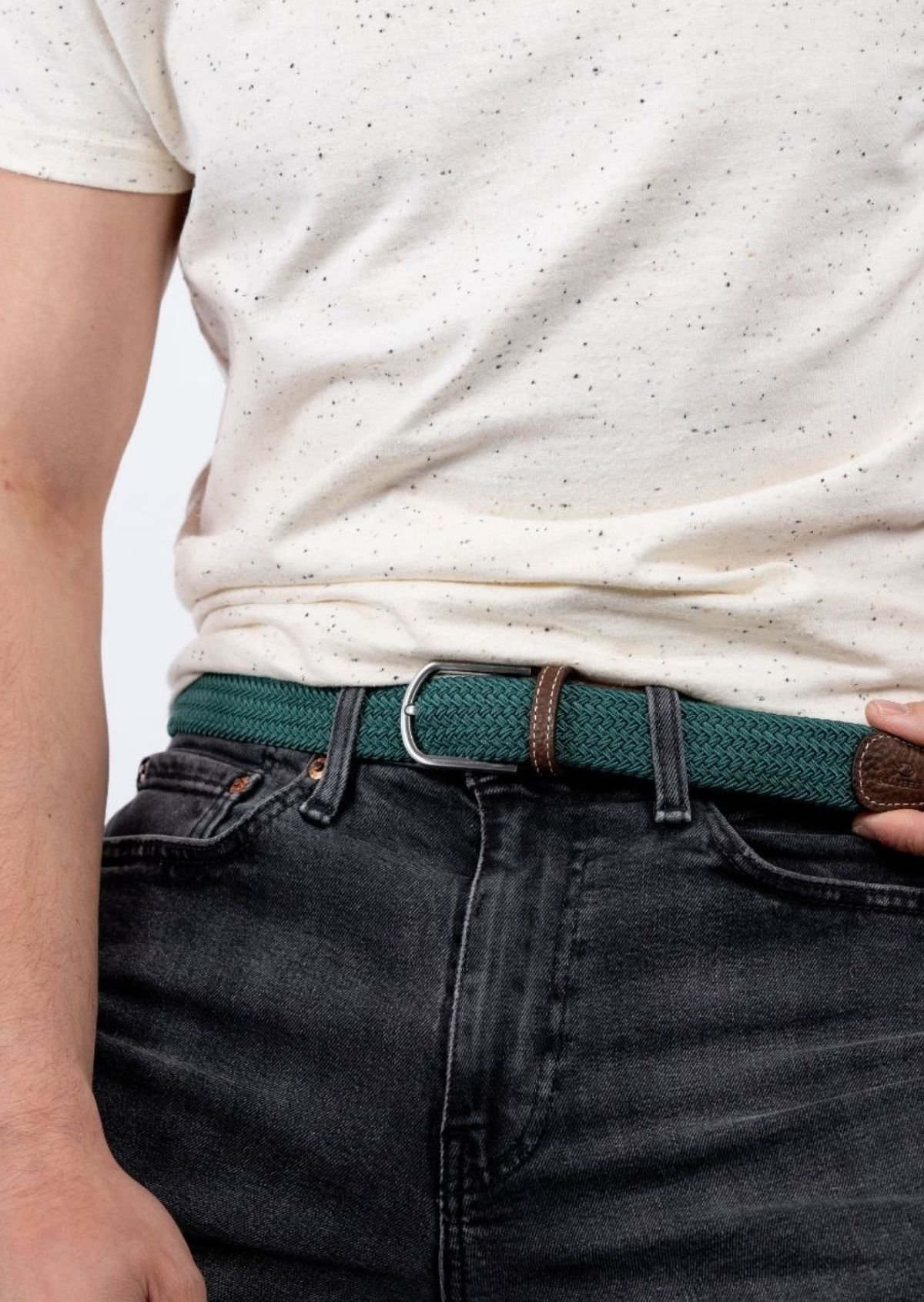 Solid Elastic Braided Belt Green