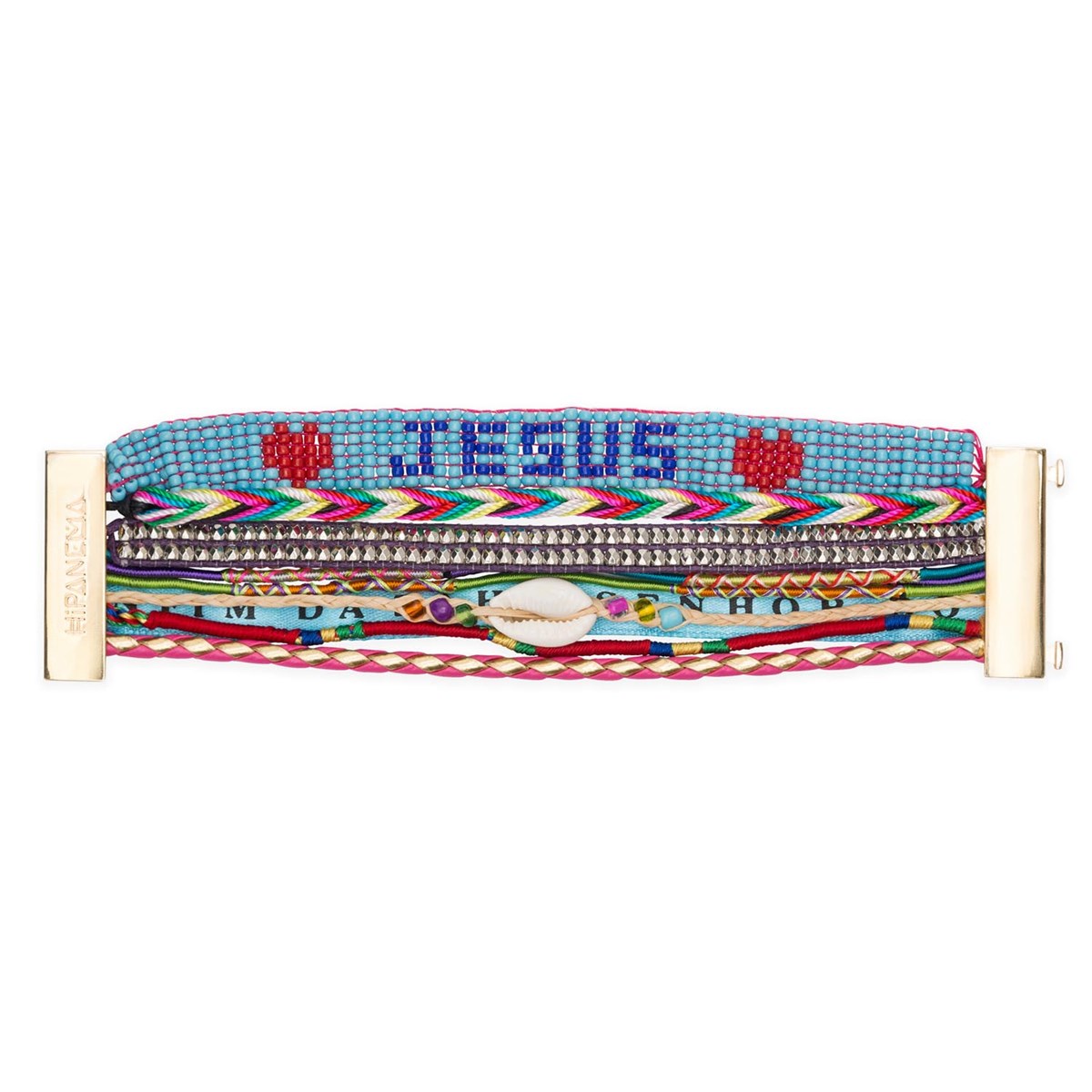 Multistrand bracelet with magnetic clasp and beads HIPANEMA Golden