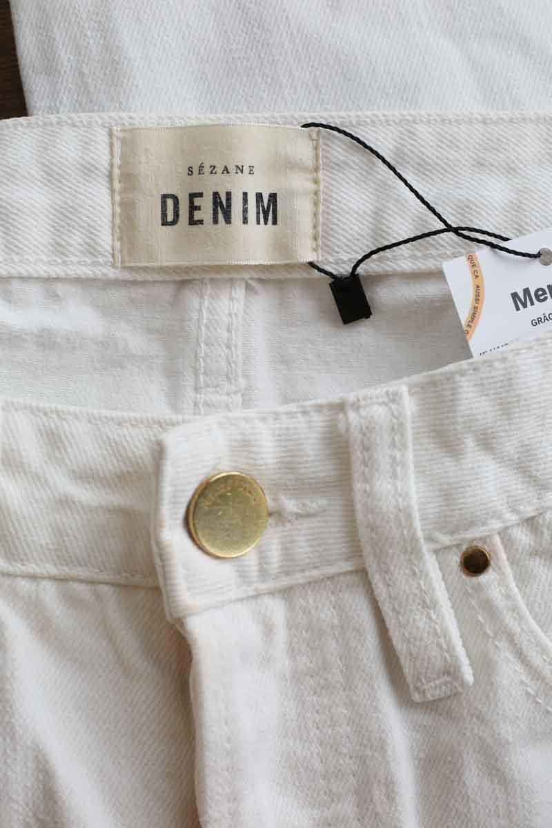 Cotton straight jeans White