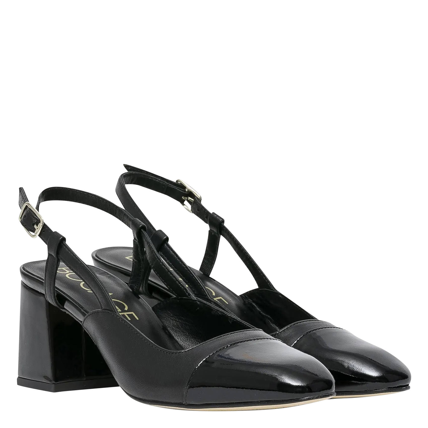 Open-toe patent leather pumps BOCAGE Black