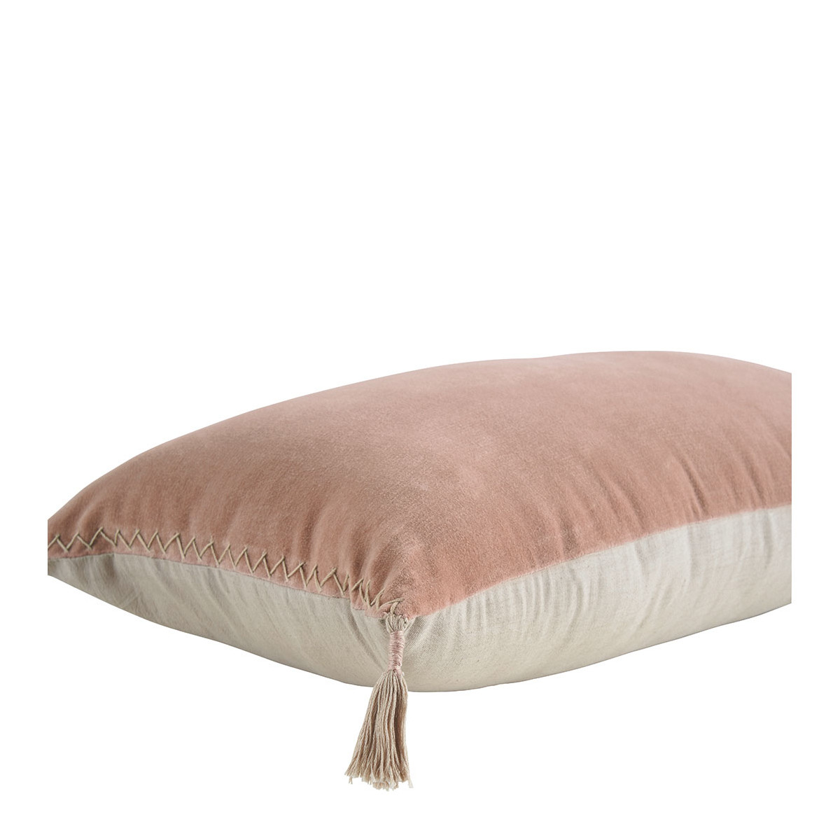 Cotton and linen velvet cushion cover BLANC D'IVOIRE Pink