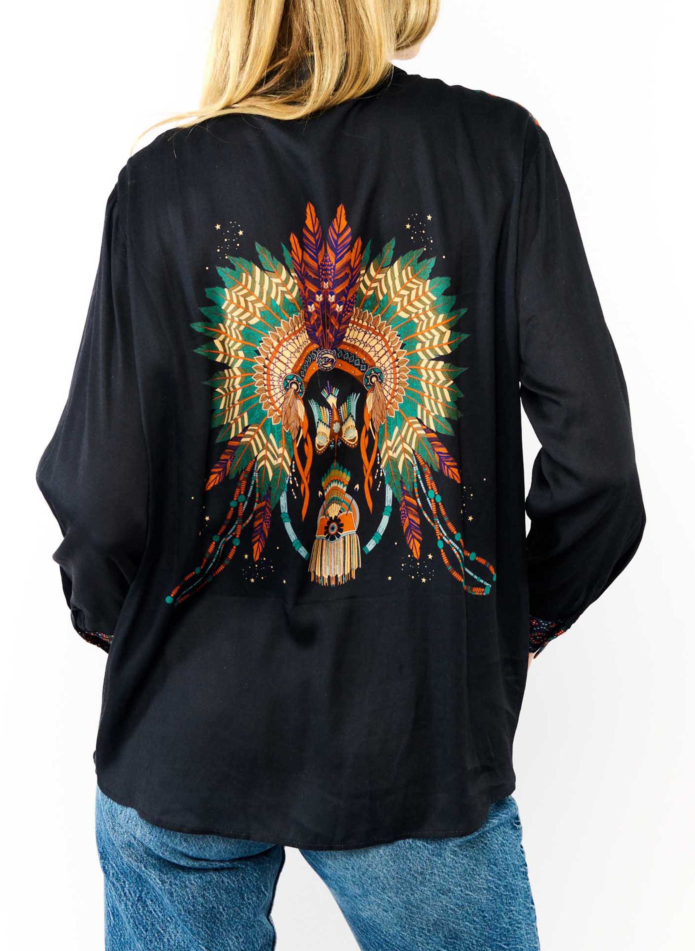 Straight printed shirt with classic collar WILD Blue