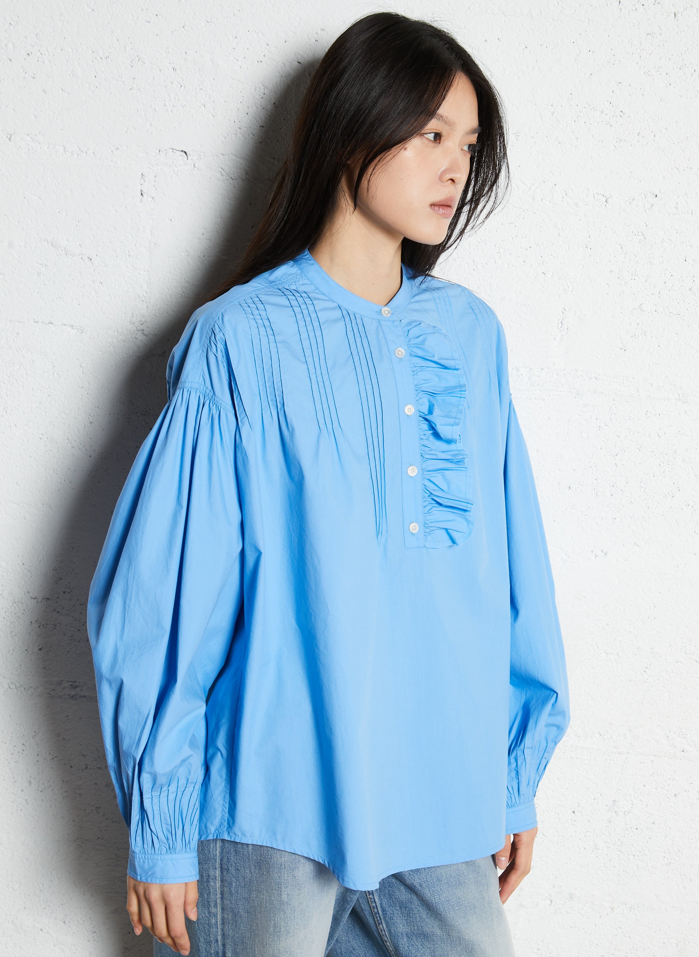 Weite Baumwollbluse LAURENCE BRAS Blau