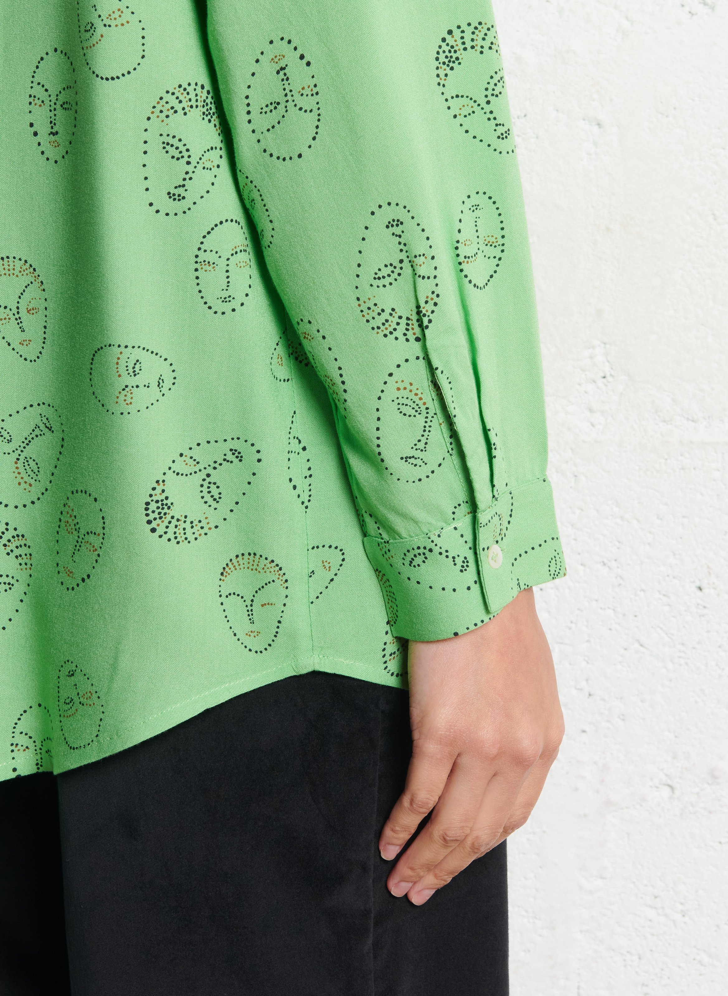 Printed loose-fit shirt with classic collar NICE THINGS Green