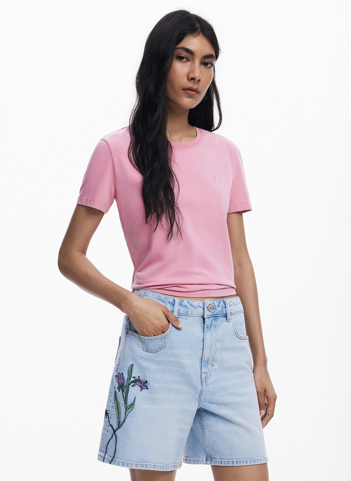 Bermuda droit en coton mélangé DESIGUAL Bleu