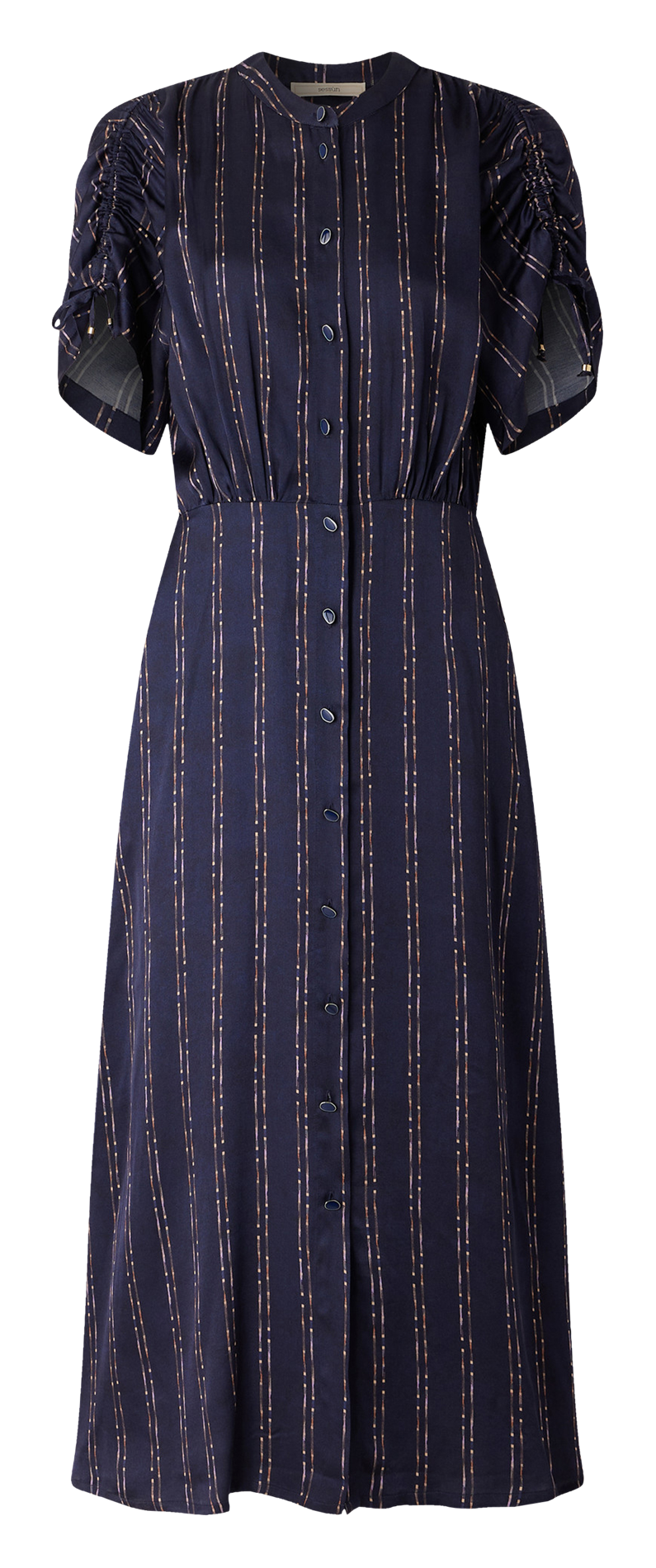 Buttoned midi dress with gathers SESSUN Blue