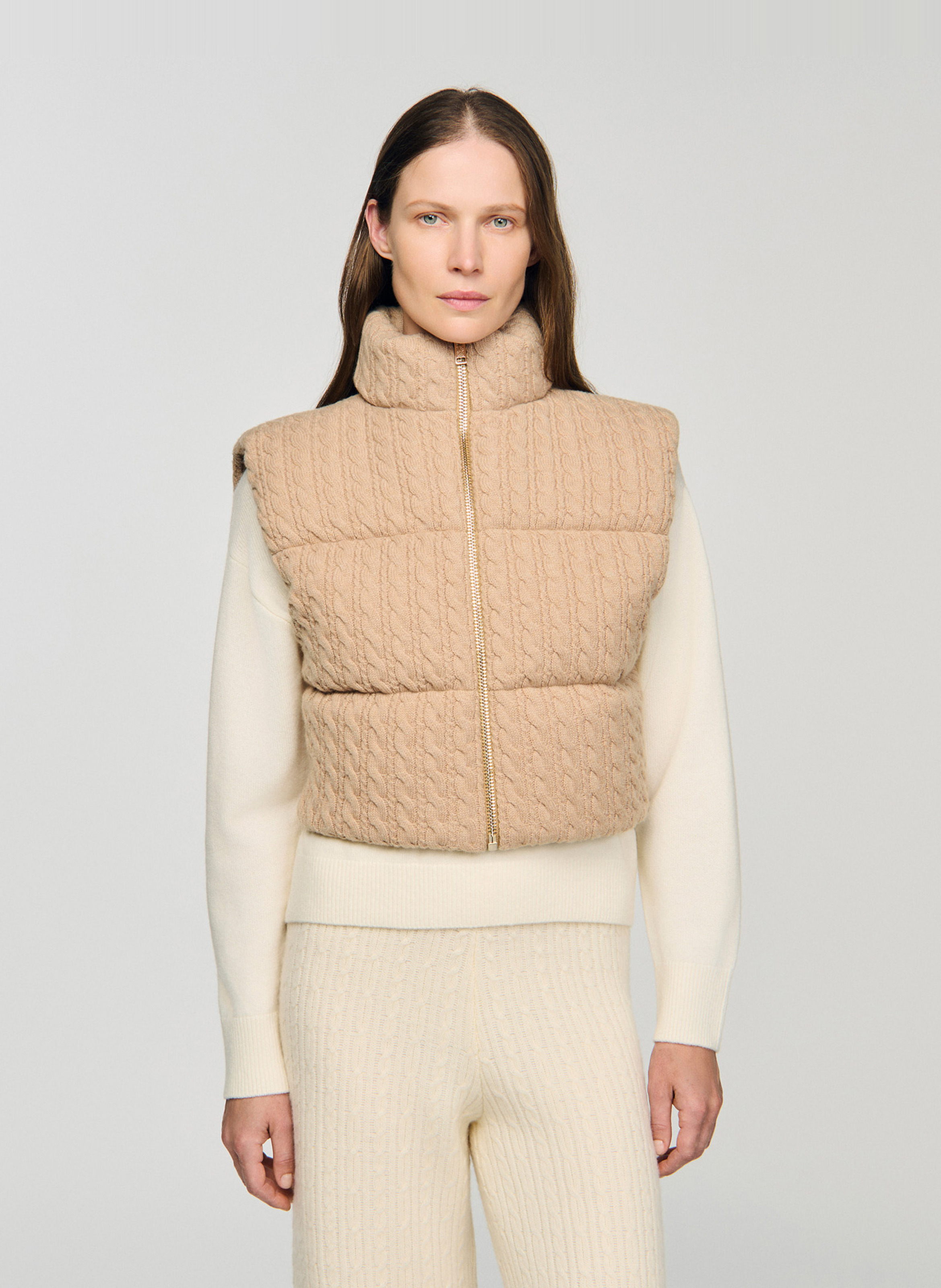 Kort aansluitend wollen jack SANDRO Beige