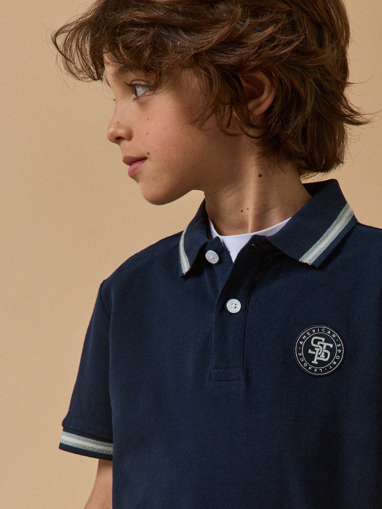 Organic cotton piqué knit polo shirt CYRILLUS Blue