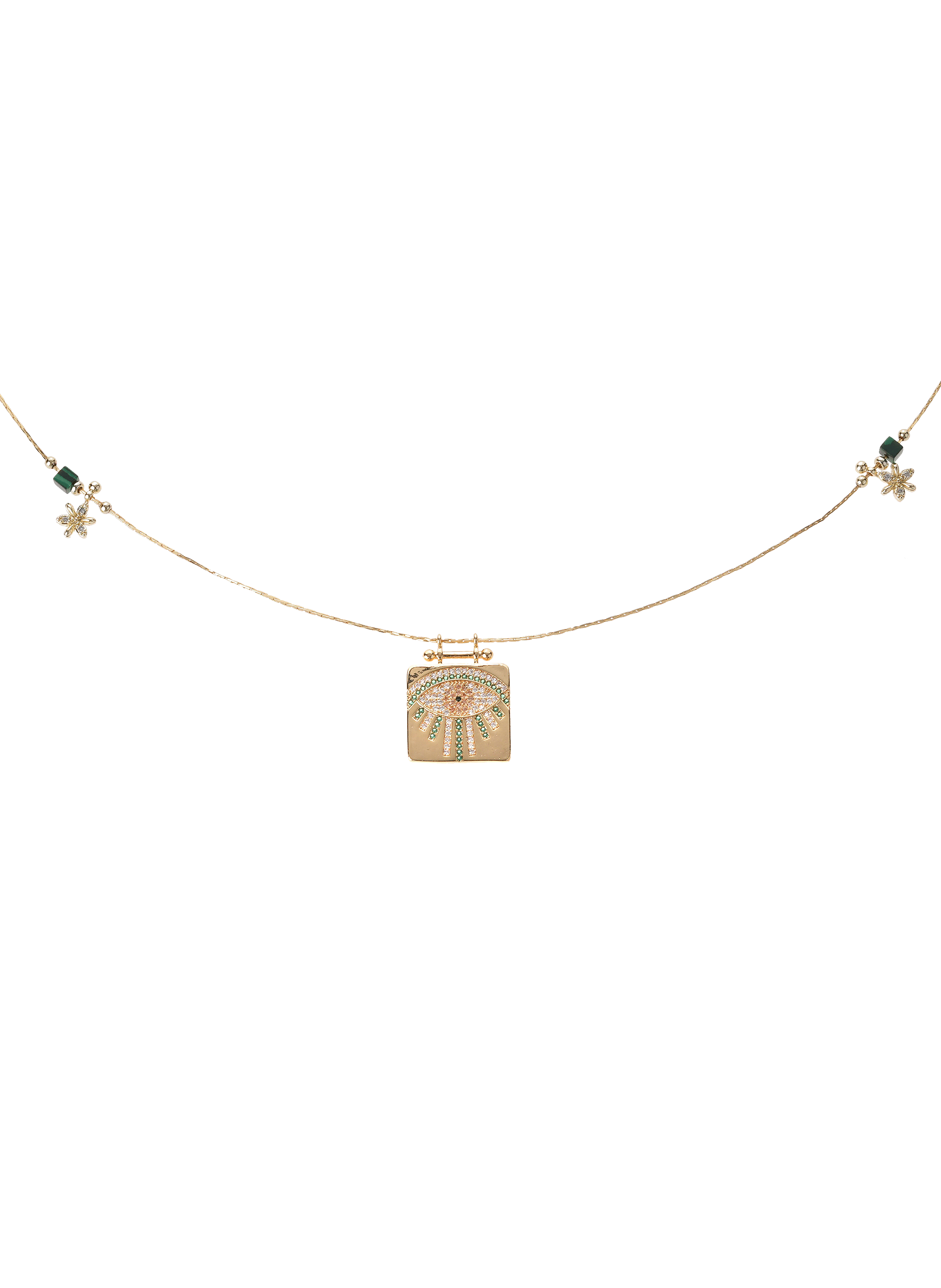 Chain necklace with tassels and locket pendant HIPANEMA Green