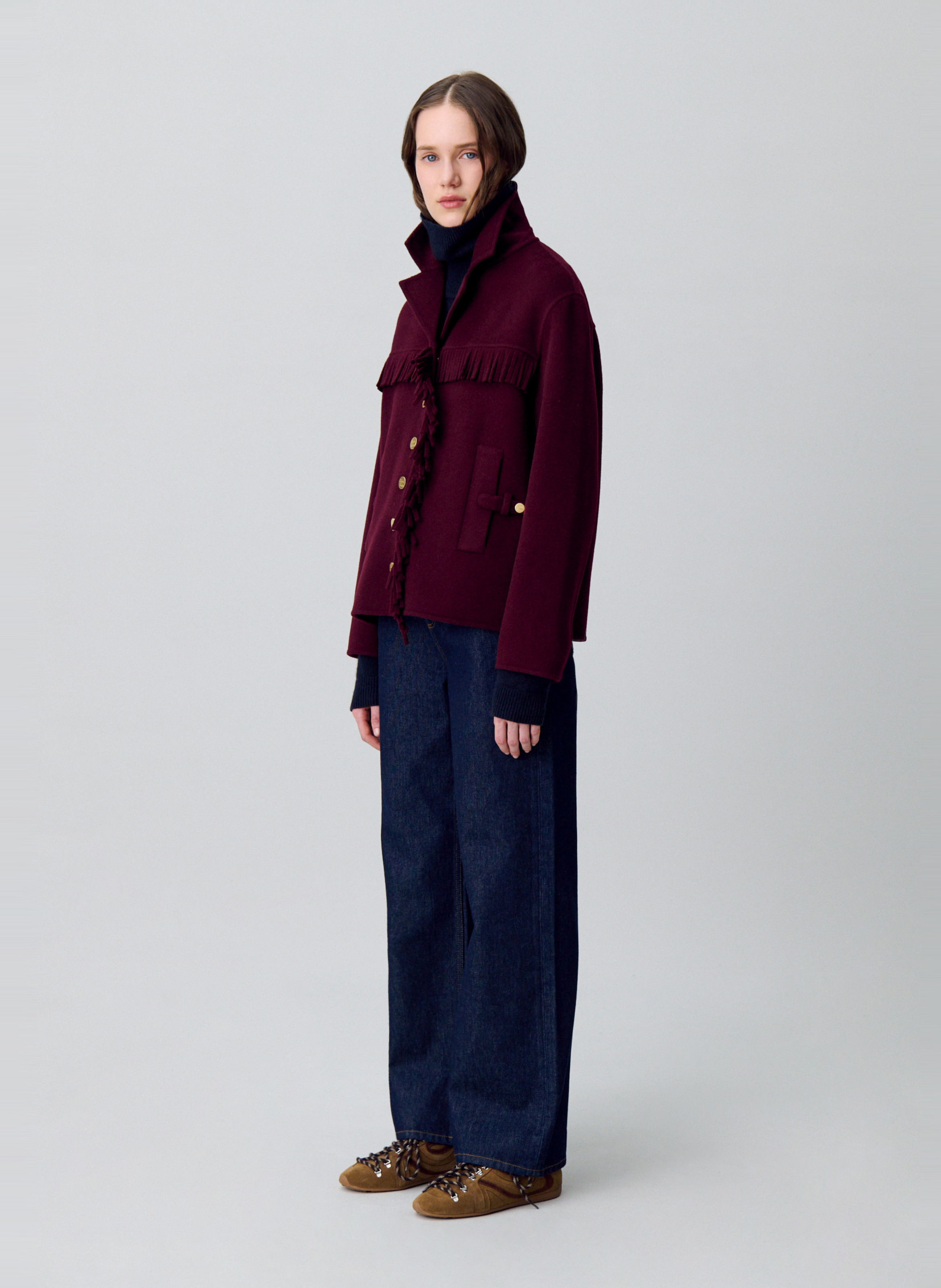 Veste col tailleur en laine mélangée CLAUDIE PIERLOT Rouge