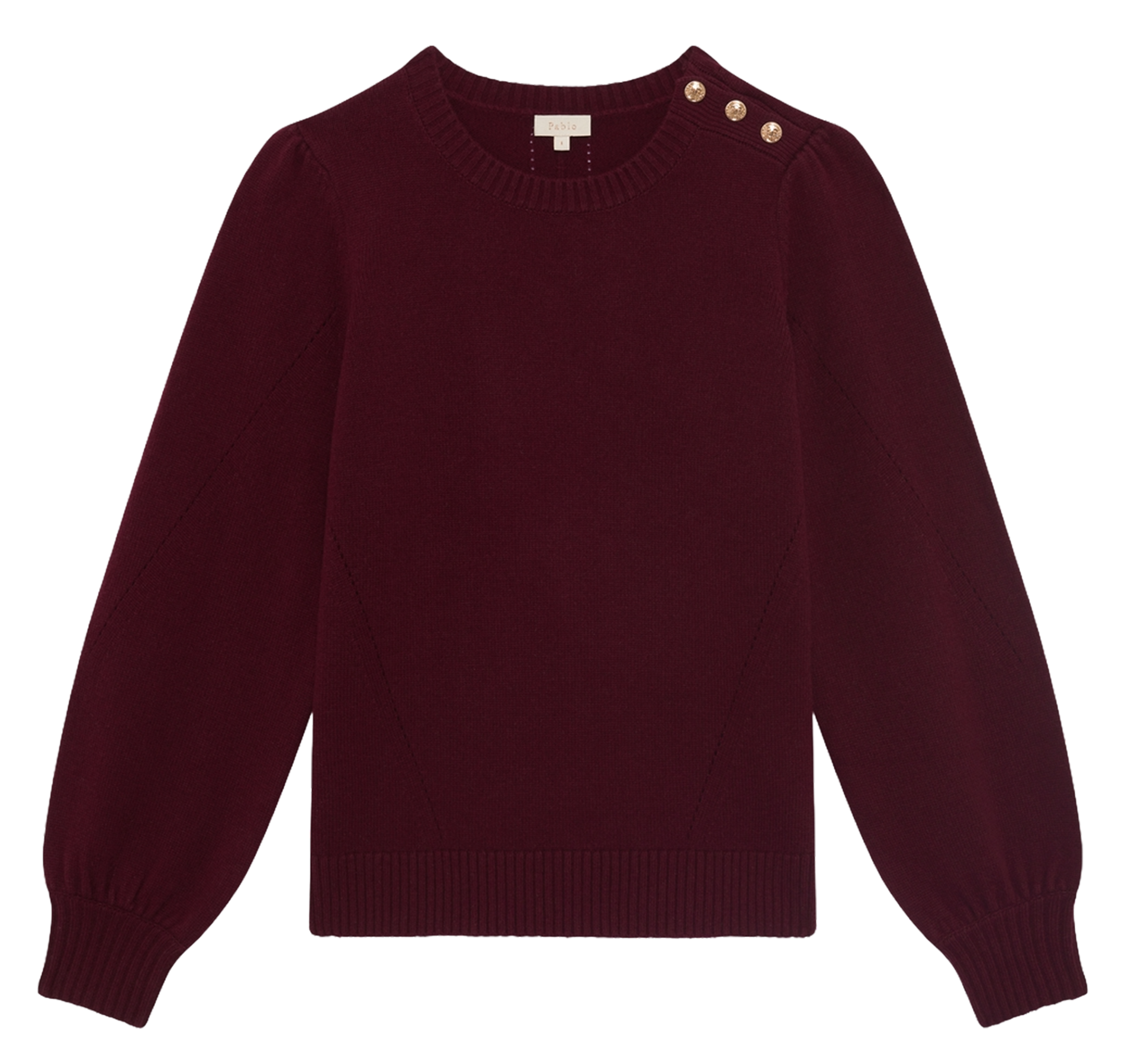 Straight round neck sweater in openwork wool PABLO Red